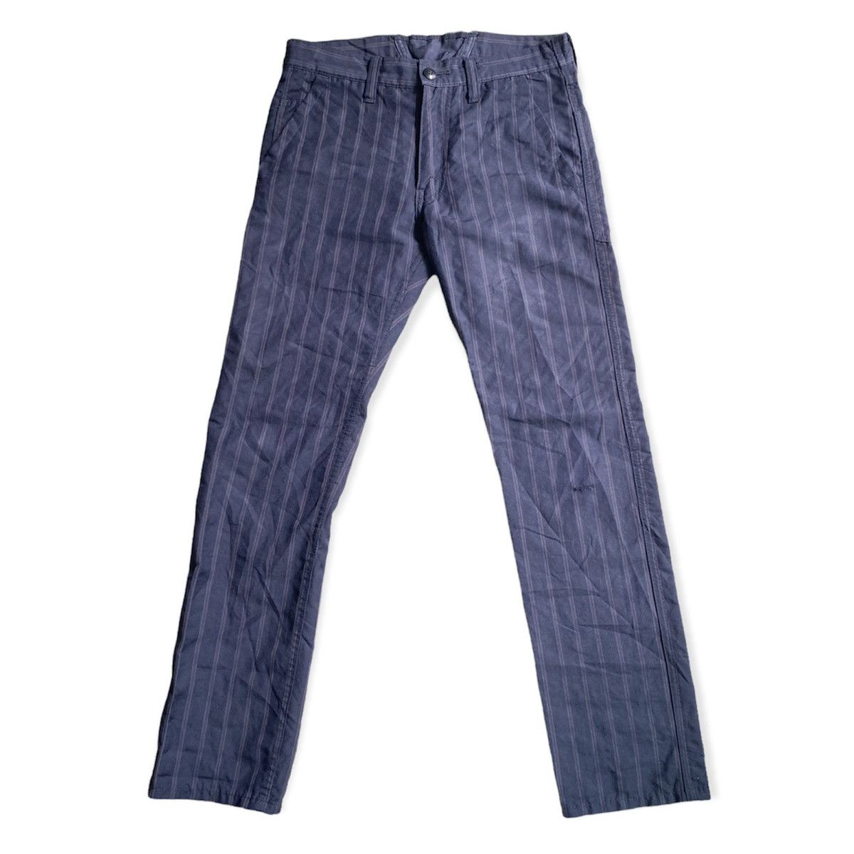 Junya Watanabe SS10 Navy Stripes Pants With Back Belt Size US 30 / EU 46 - 1 Thumbnail