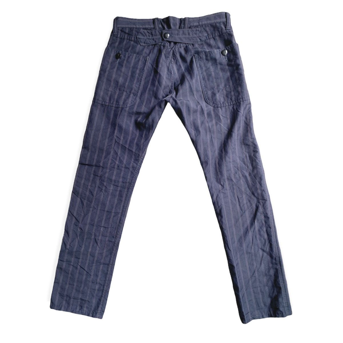 Junya Watanabe SS10 Navy Stripes Pants With Back Belt Size US 30 / EU 46 - 2 Thumbnail