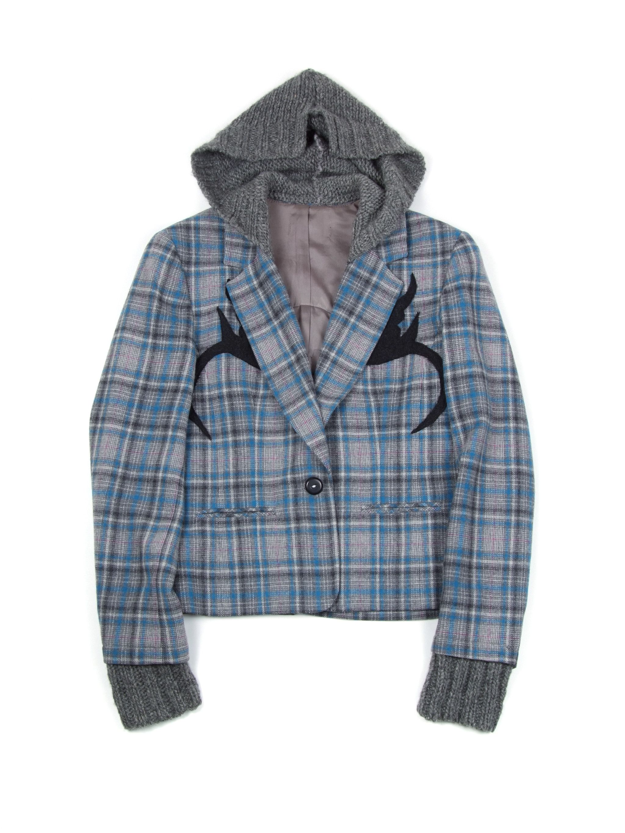 Alexander McQueen Spectacular Vtg y2k Wool Plaid Hooded Blazer Jacket US6/M Size M / US 6-8 / IT 42-44 - 1 Thumbnail