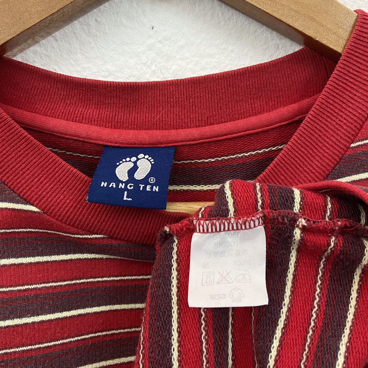 Hang Ten × Vintage Rare Vintage Hang Ten Stripe Pocket Side Tshirt Size US L / EU 52-54 / 3 - 7 Thumbnail