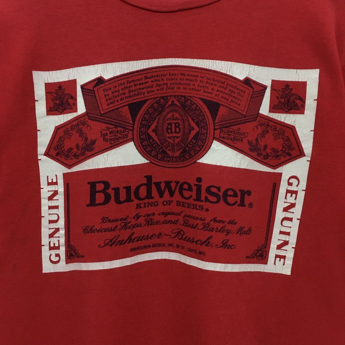 Budweiser × Hanes × Vintage Rare Vintage 90s Budweiser Big Printed Tshirt Size US M / EU 48-50 / 2 - 8 Thumbnail