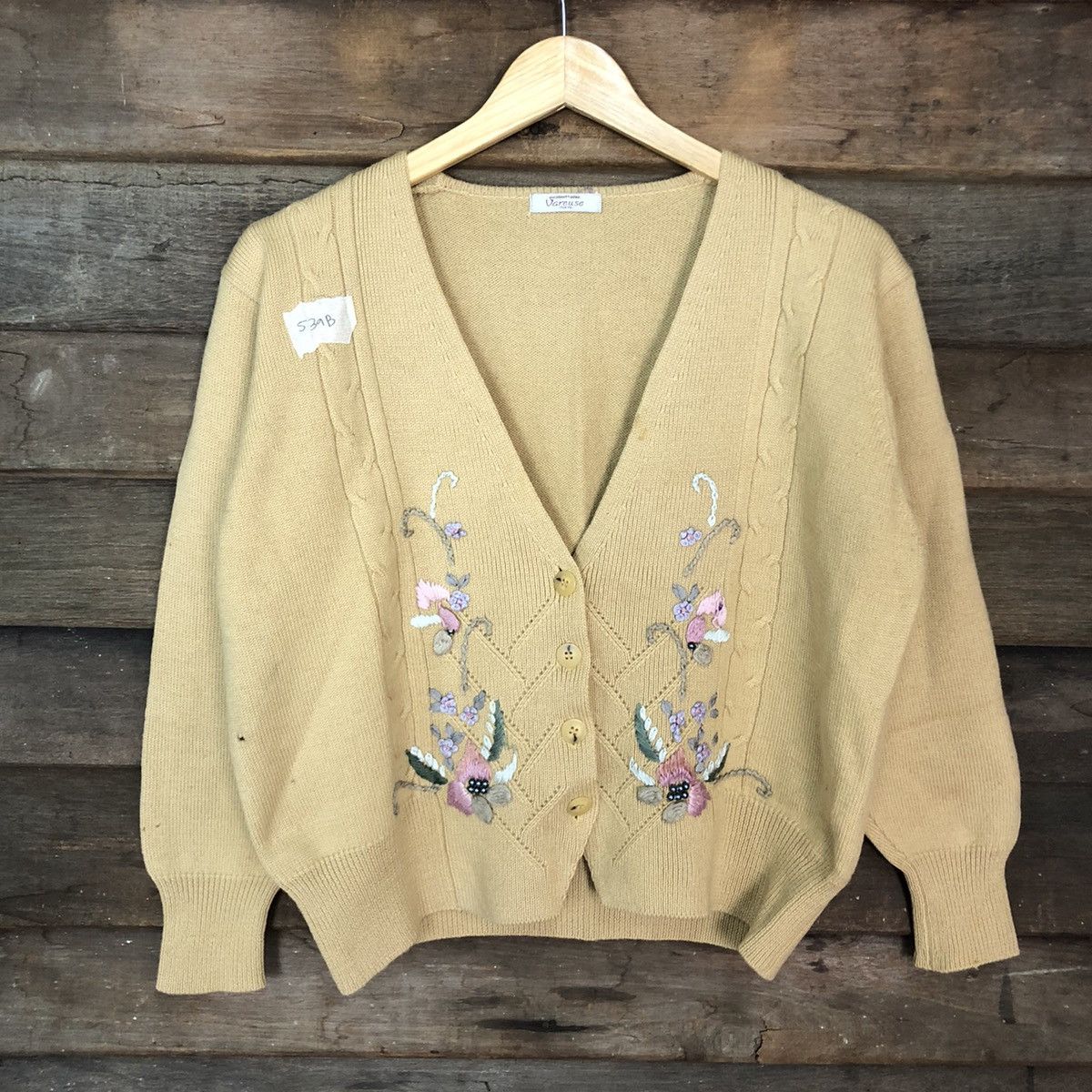Japanese Brand × Vintage Vareuse art flower embroidered vintage Yellow Cardigan #539B Size M / US 6-8 / IT 42-44 - 8 Thumbnail