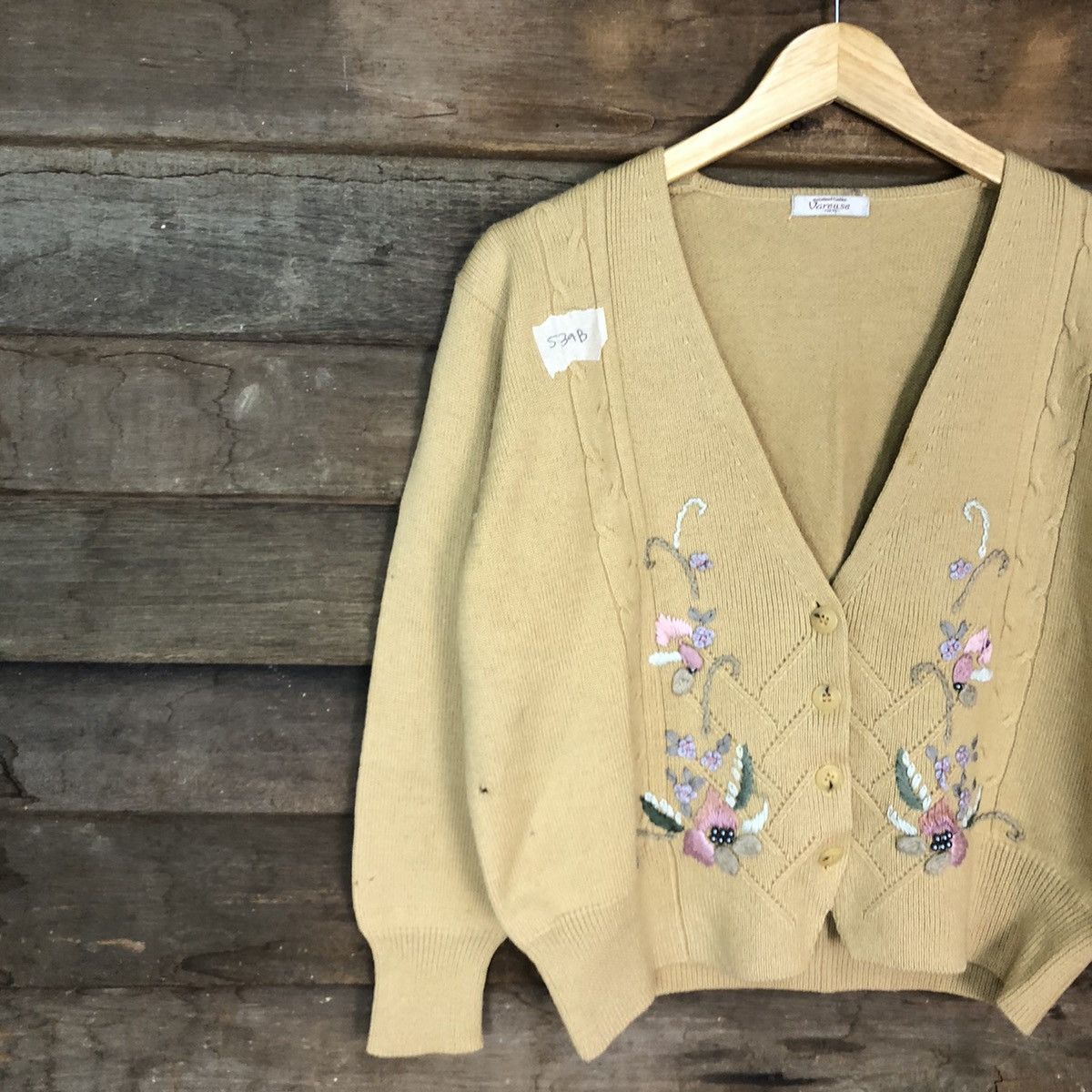 Japanese Brand × Vintage Vareuse art flower embroidered vintage Yellow Cardigan #539B Size M / US 6-8 / IT 42-44 - 7 Thumbnail