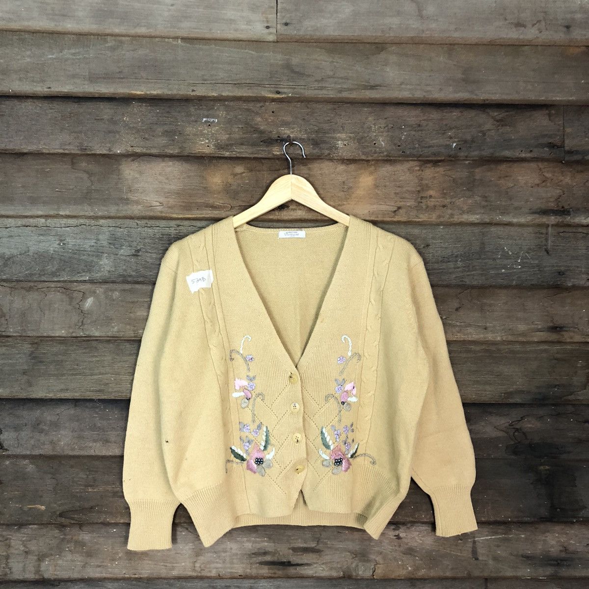 Japanese Brand × Vintage Vareuse art flower embroidered vintage Yellow Cardigan #539B Size M / US 6-8 / IT 42-44 - 1 Thumbnail
