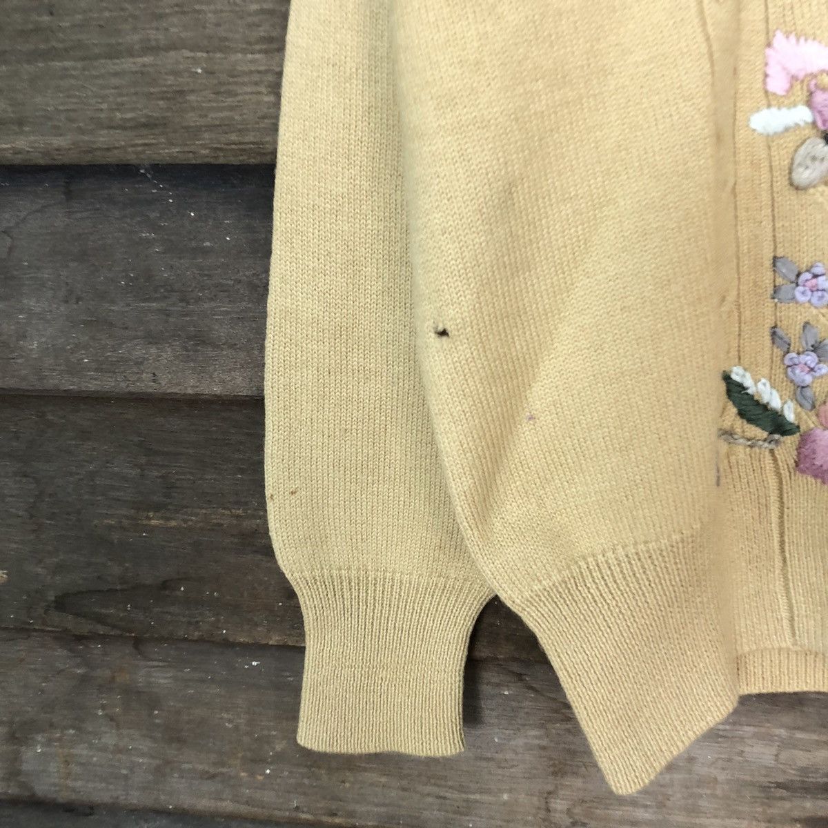Japanese Brand × Vintage Vareuse art flower embroidered vintage Yellow Cardigan #539B Size M / US 6-8 / IT 42-44 - 6 Thumbnail