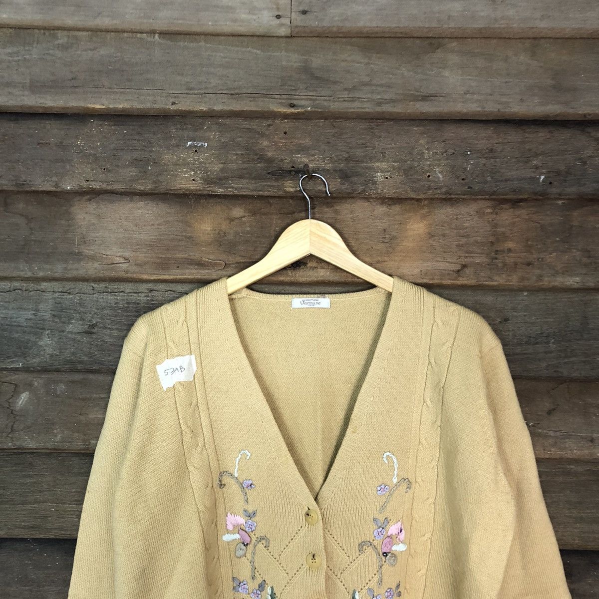 Japanese Brand × Vintage Vareuse art flower embroidered vintage Yellow Cardigan #539B Size M / US 6-8 / IT 42-44 - 2 Thumbnail