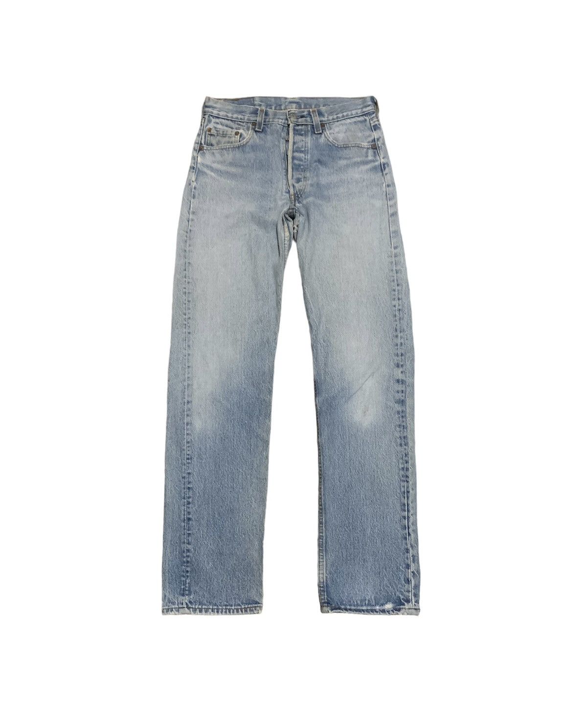 image of 90's Levis 501 Faded Blue Jeans Made In Usa in Blue Denim, Men's (Size 29)