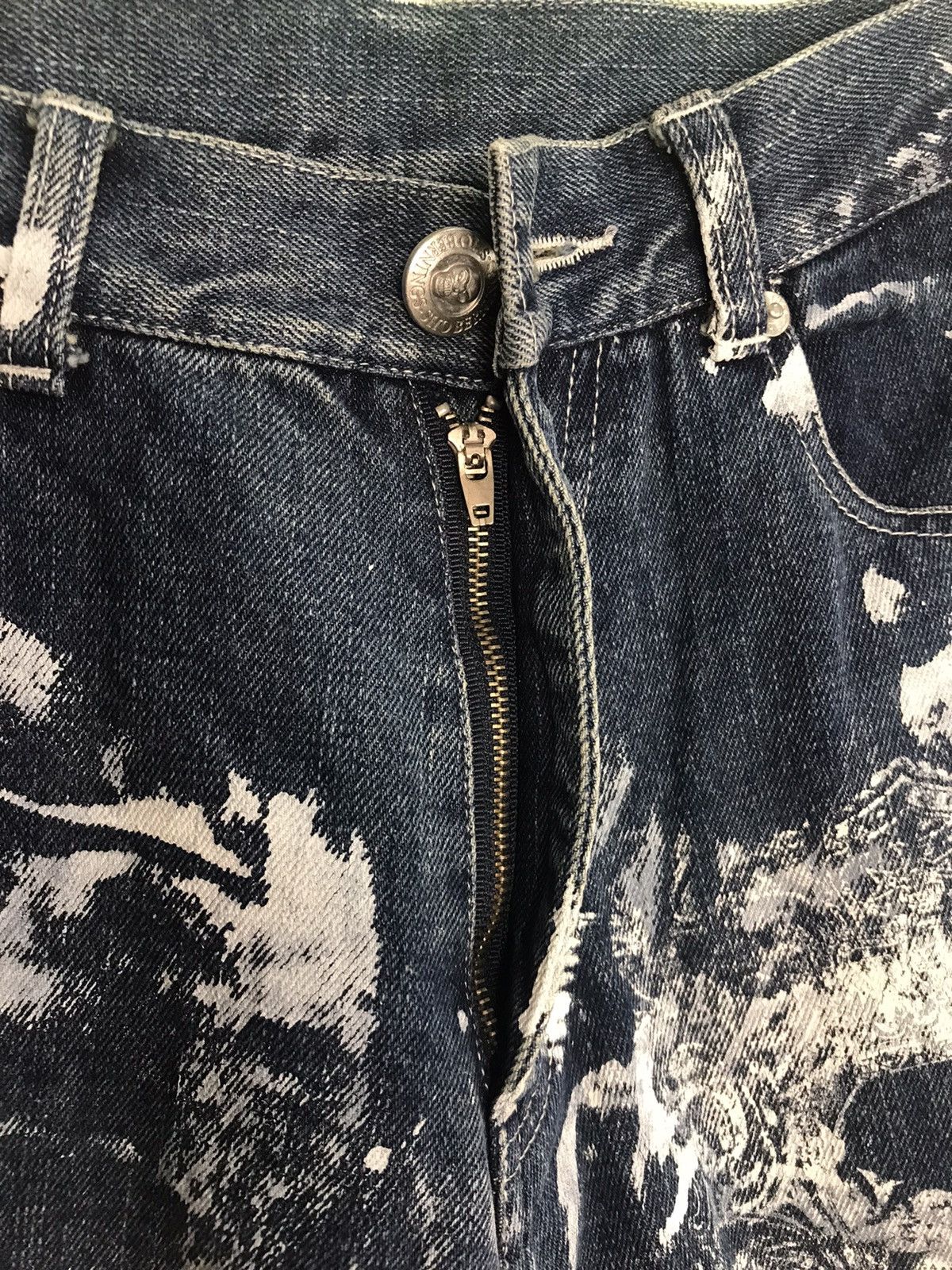 Vintage Vtg Bernings-Sho Overprint Skull Bondage Punk jeans Design Size US 27 - 12 Thumbnail