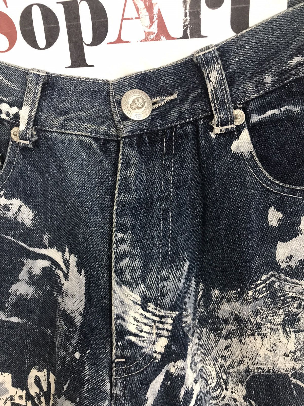 Vintage Vtg Bernings-Sho Overprint Skull Bondage Punk jeans Design Size US 27 - 7 Thumbnail