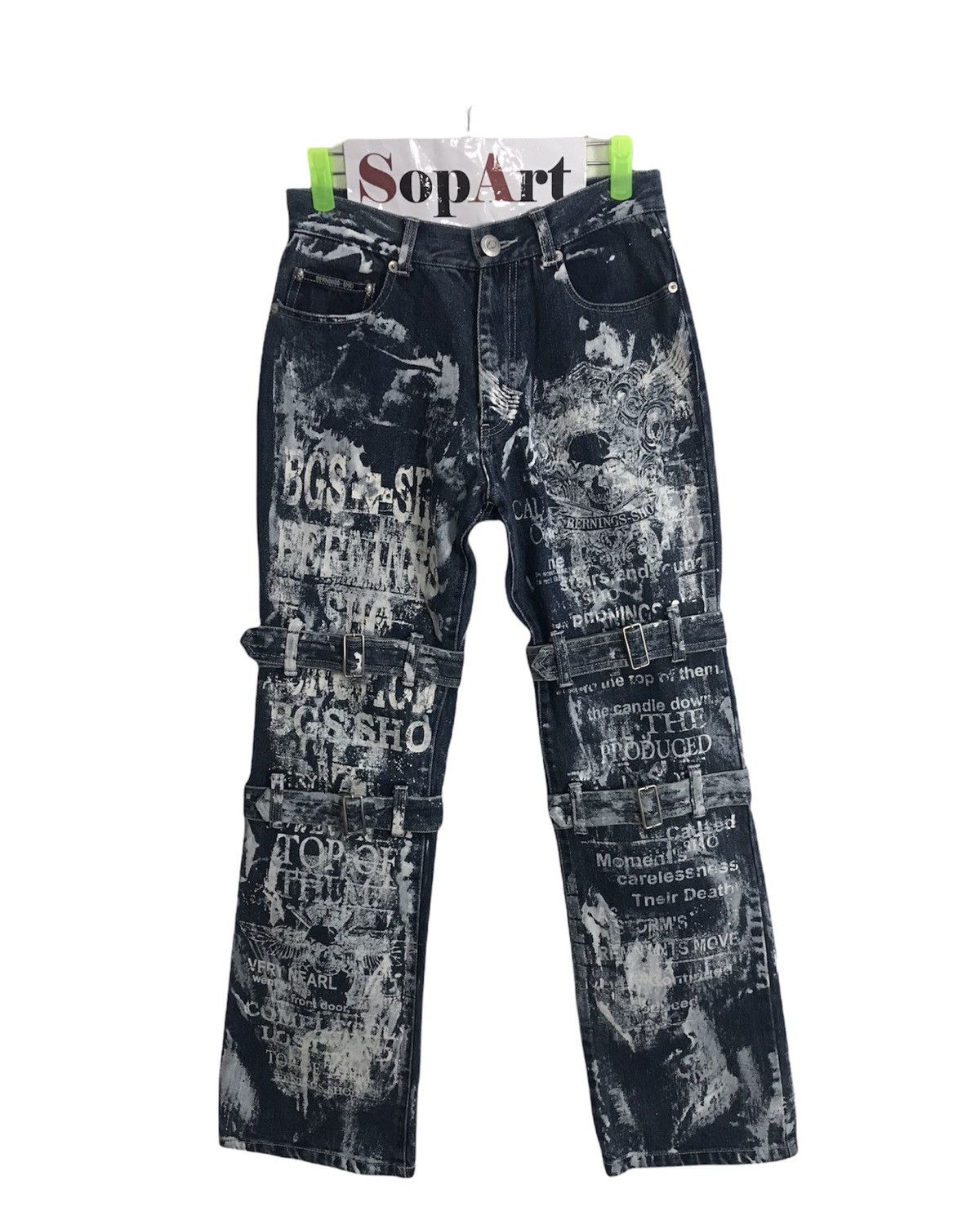 Vtg Bernings-Sho Overprint Skull Bondage Punk jeans Design