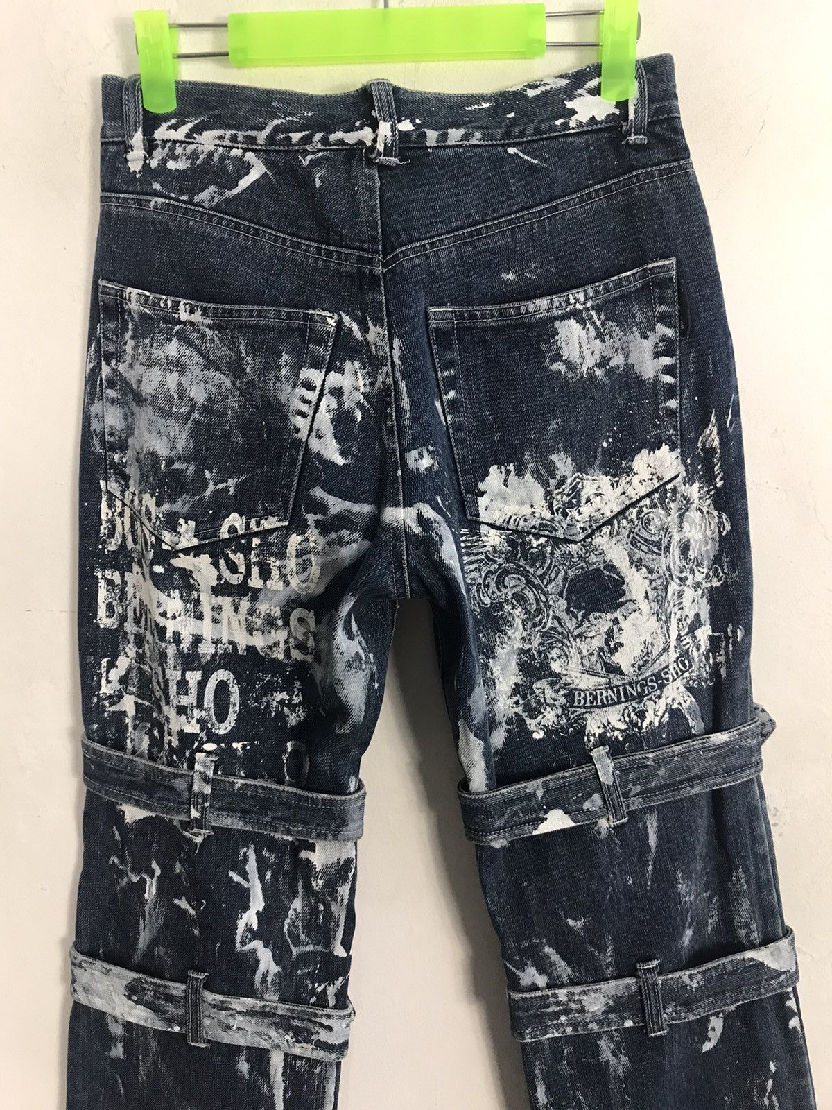Vintage Vtg Bernings-Sho Overprint Skull Bondage Punk jeans Design Size US 27 - 13 Thumbnail