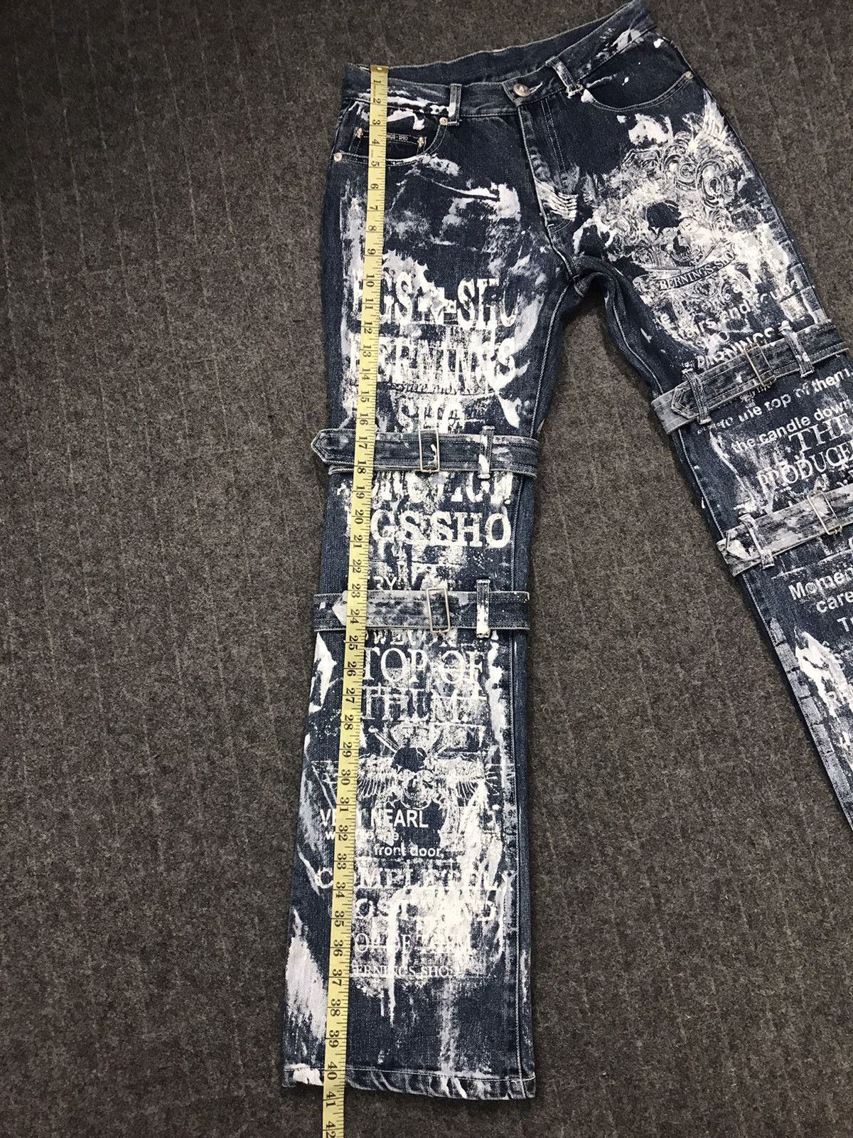 Vintage Vtg Bernings-Sho Overprint Skull Bondage Punk jeans Design Size US 27 - 23 Thumbnail