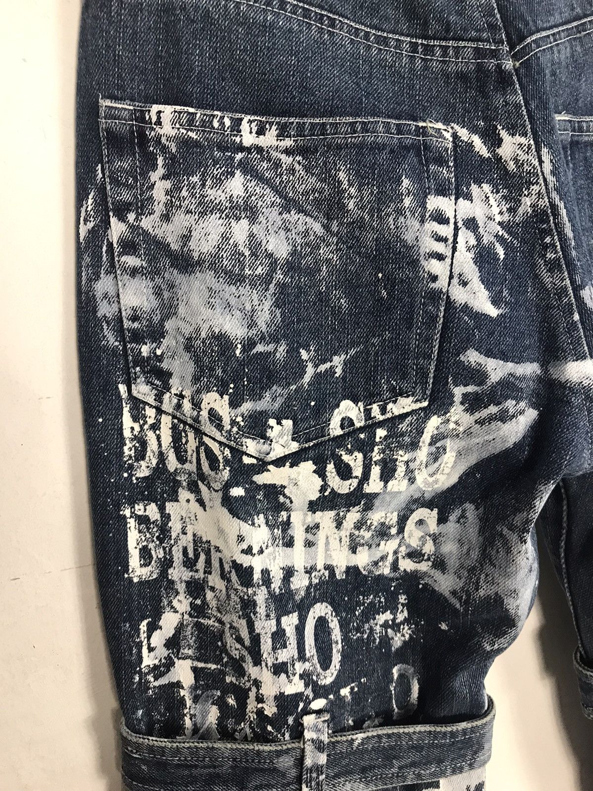 Vintage Vtg Bernings-Sho Overprint Skull Bondage Punk jeans Design Size US 27 - 15 Thumbnail