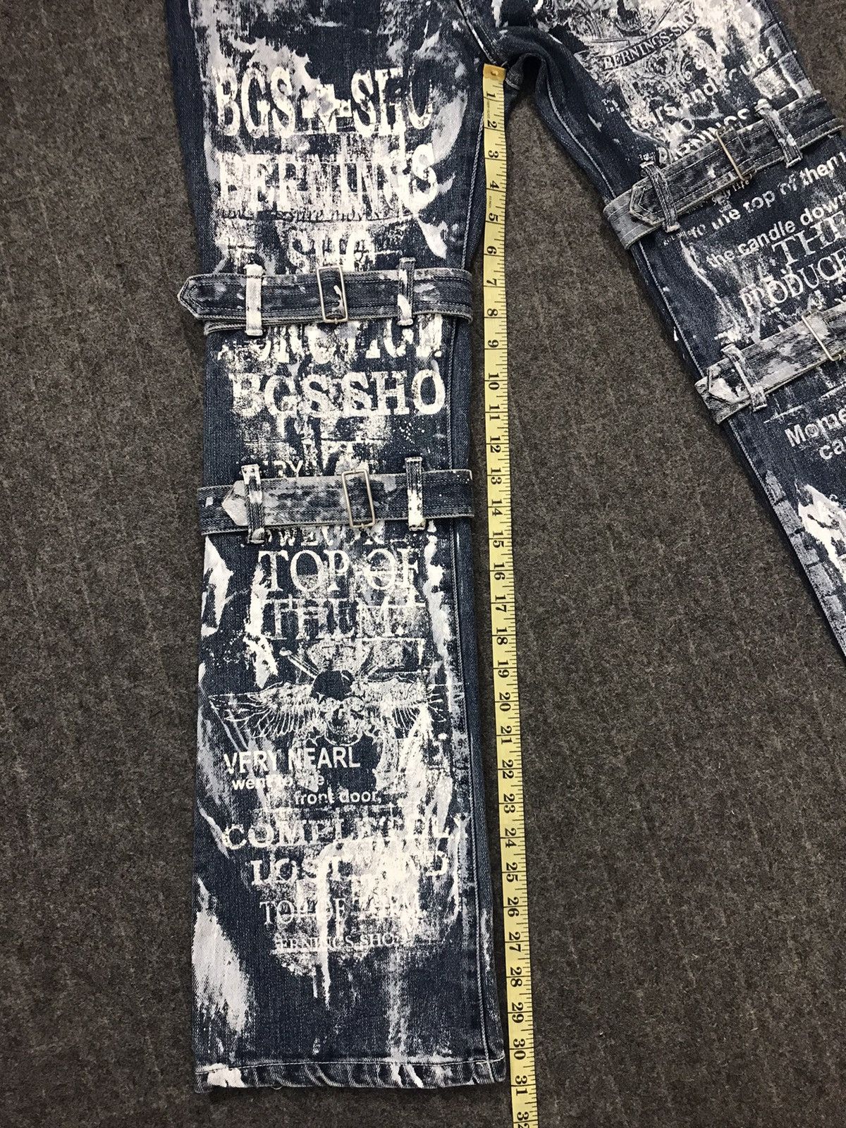 Vintage Vtg Bernings-Sho Overprint Skull Bondage Punk jeans Design Size US 27 - 24 Thumbnail