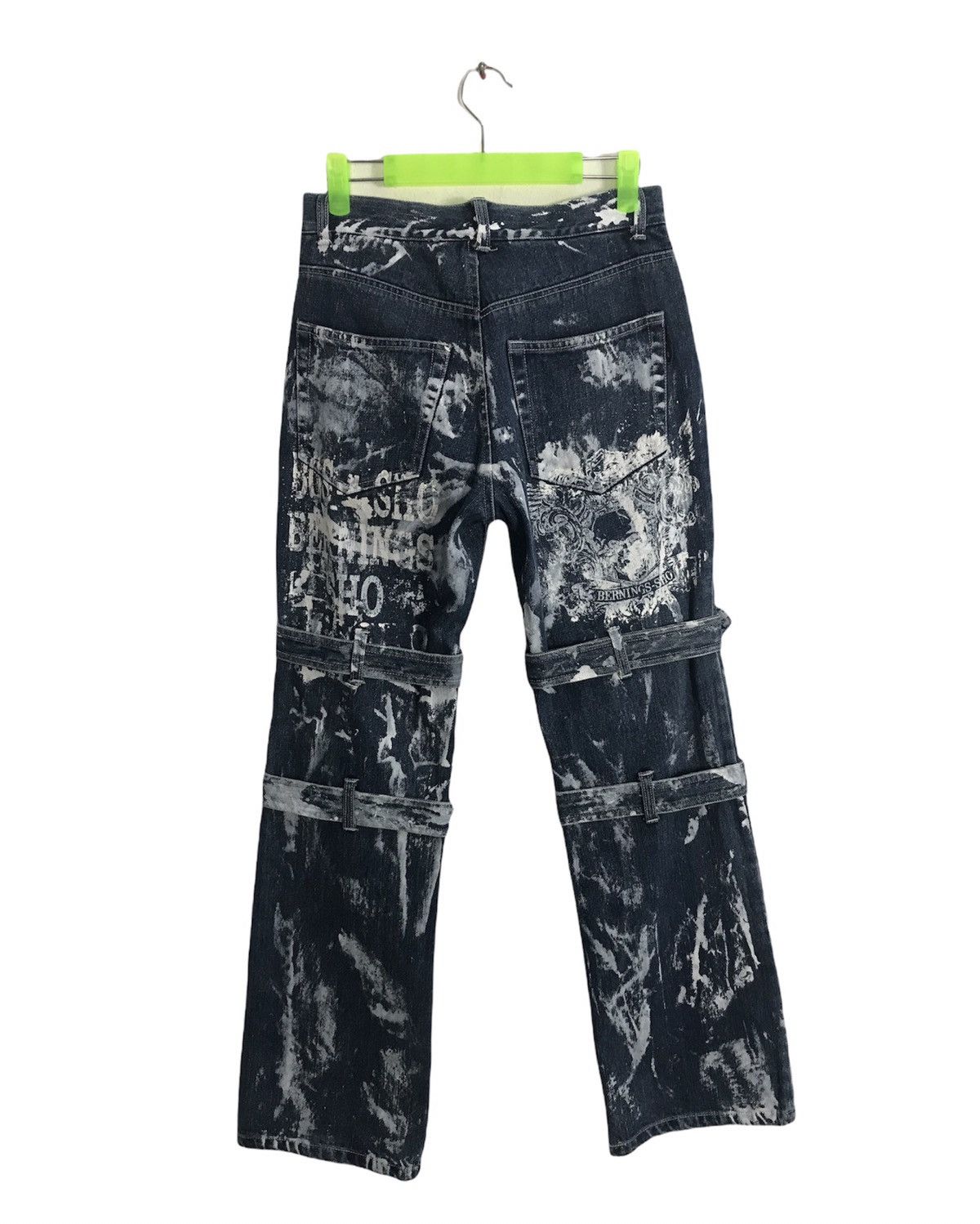 Vintage Vtg Bernings-Sho Overprint Skull Bondage Punk jeans Design Size US 27 - 2 Thumbnail