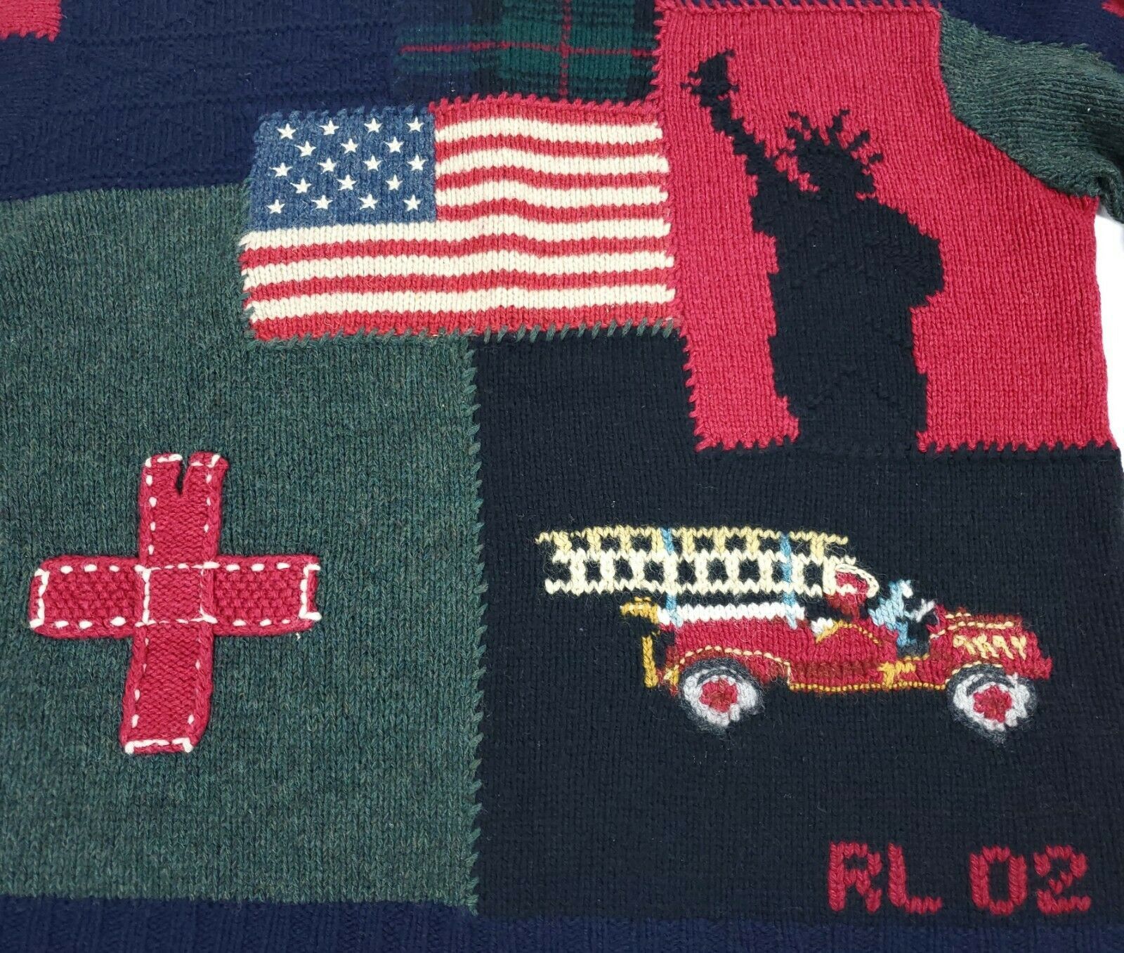 Polo Ralph Lauren Vintage Polo Ralph Lauren 9/11 FDNY Tribute Patchwork Knit Size US XXL / EU 58 / 5 - 10 Thumbnail