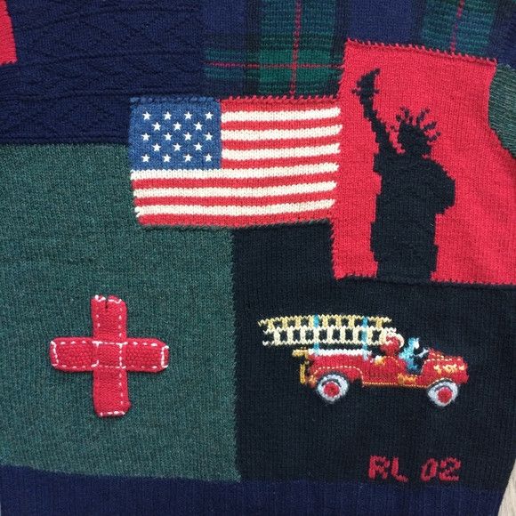 Polo Ralph Lauren Vintage Polo Ralph Lauren 9/11 FDNY Tribute Patchwork Knit Size US XXL / EU 58 / 5 - 5 Thumbnail