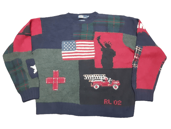 Polo Ralph Lauren Vintage Polo Ralph Lauren 9/11 FDNY Tribute Patchwork Knit Size US XXL / EU 58 / 5 - 2 Thumbnail