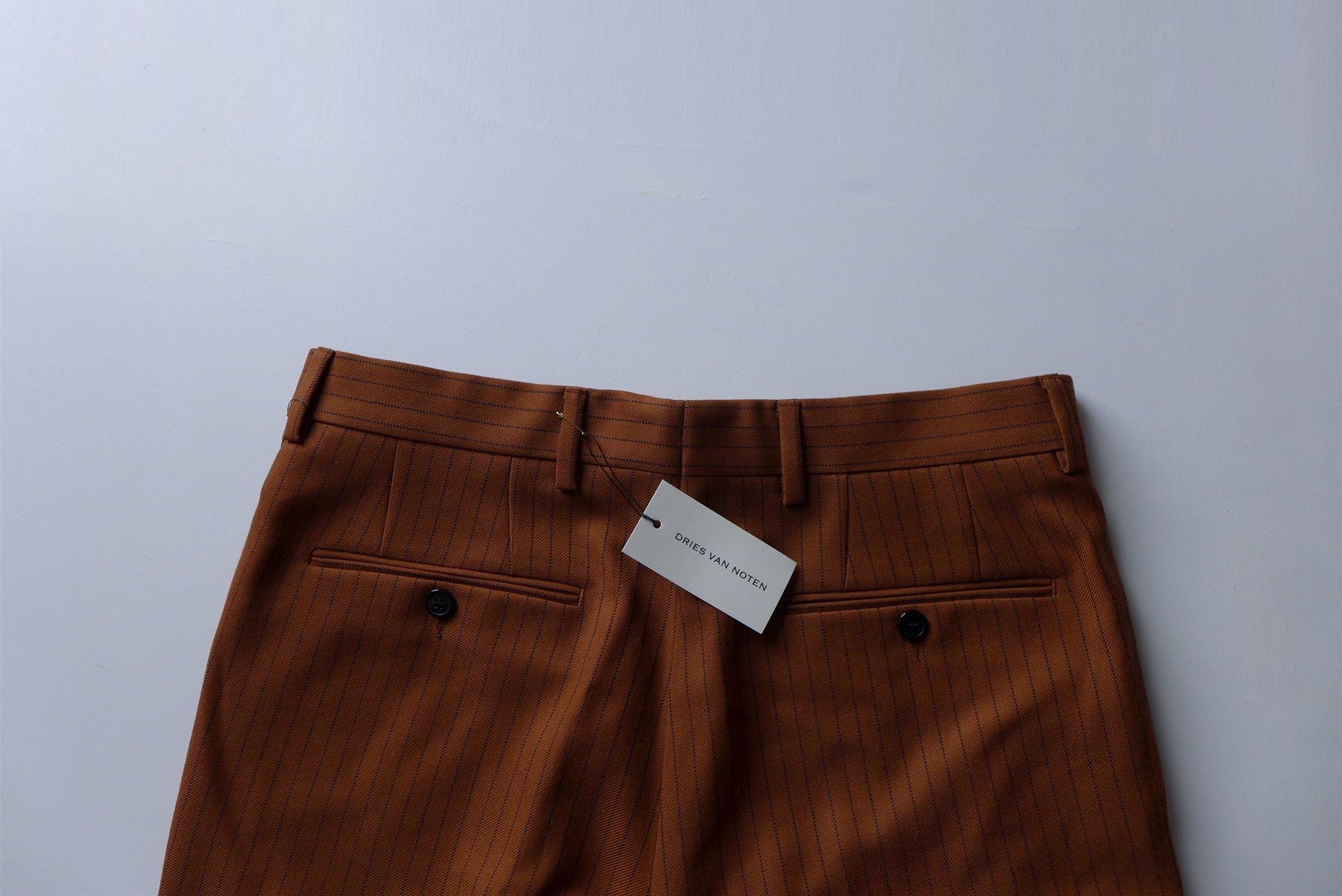 Dries Van Noten Dries Van Noten Pennel Trousers - Rust Pinstripe Wool Size US 30 / EU 46 - 7 Thumbnail