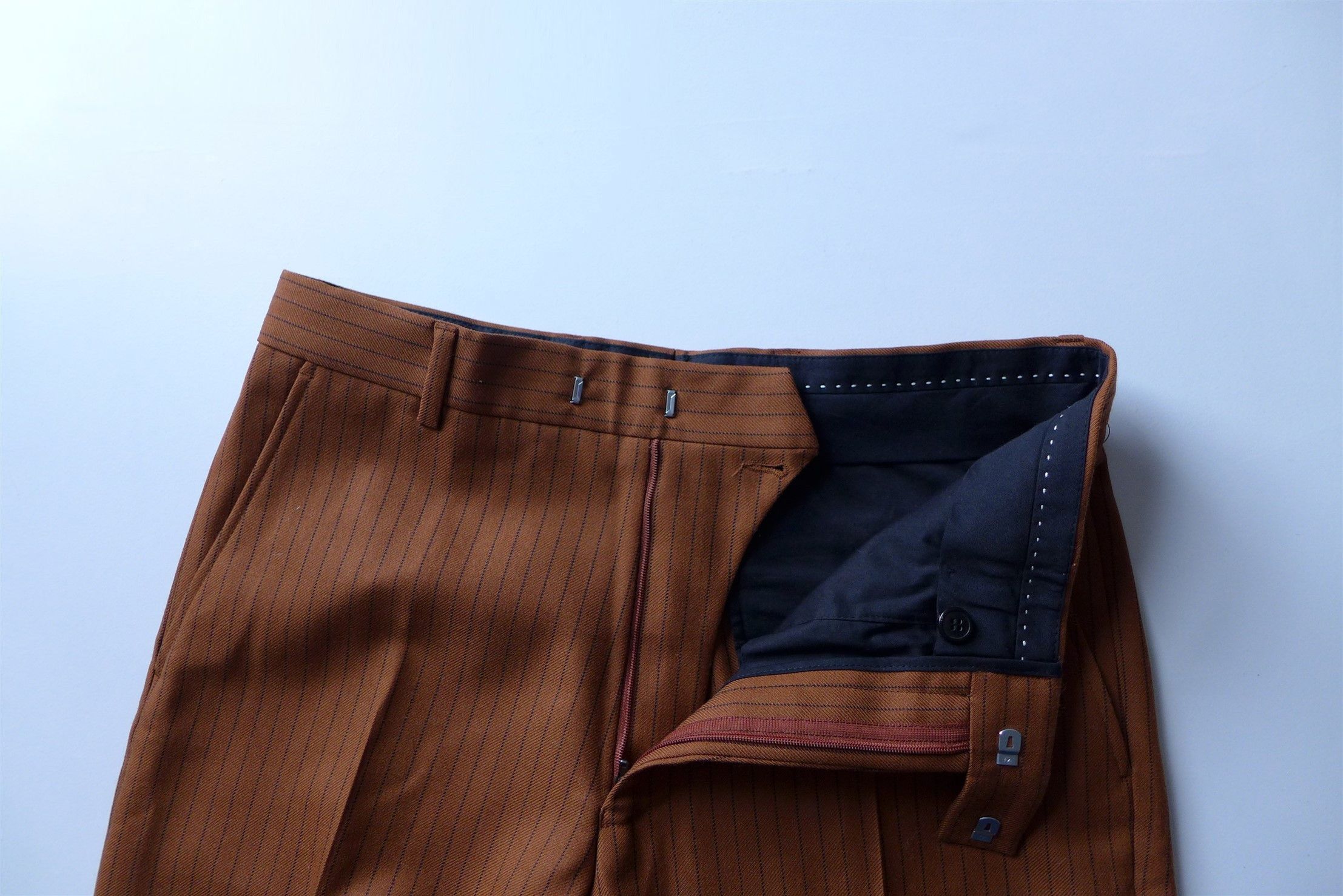Dries Van Noten Dries Van Noten Pennel Trousers - Rust Pinstripe Wool Size US 30 / EU 46 - 8 Thumbnail