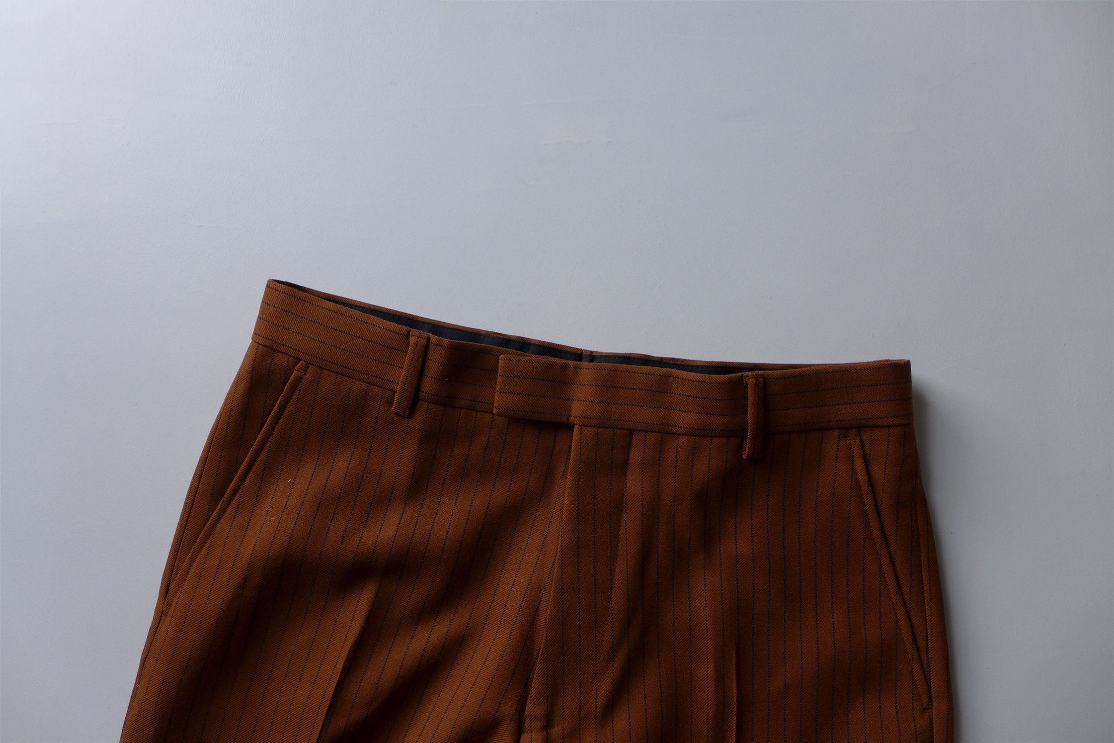Dries Van Noten Dries Van Noten Pennel Trousers - Rust Pinstripe Wool Size US 30 / EU 46 - 6 Thumbnail