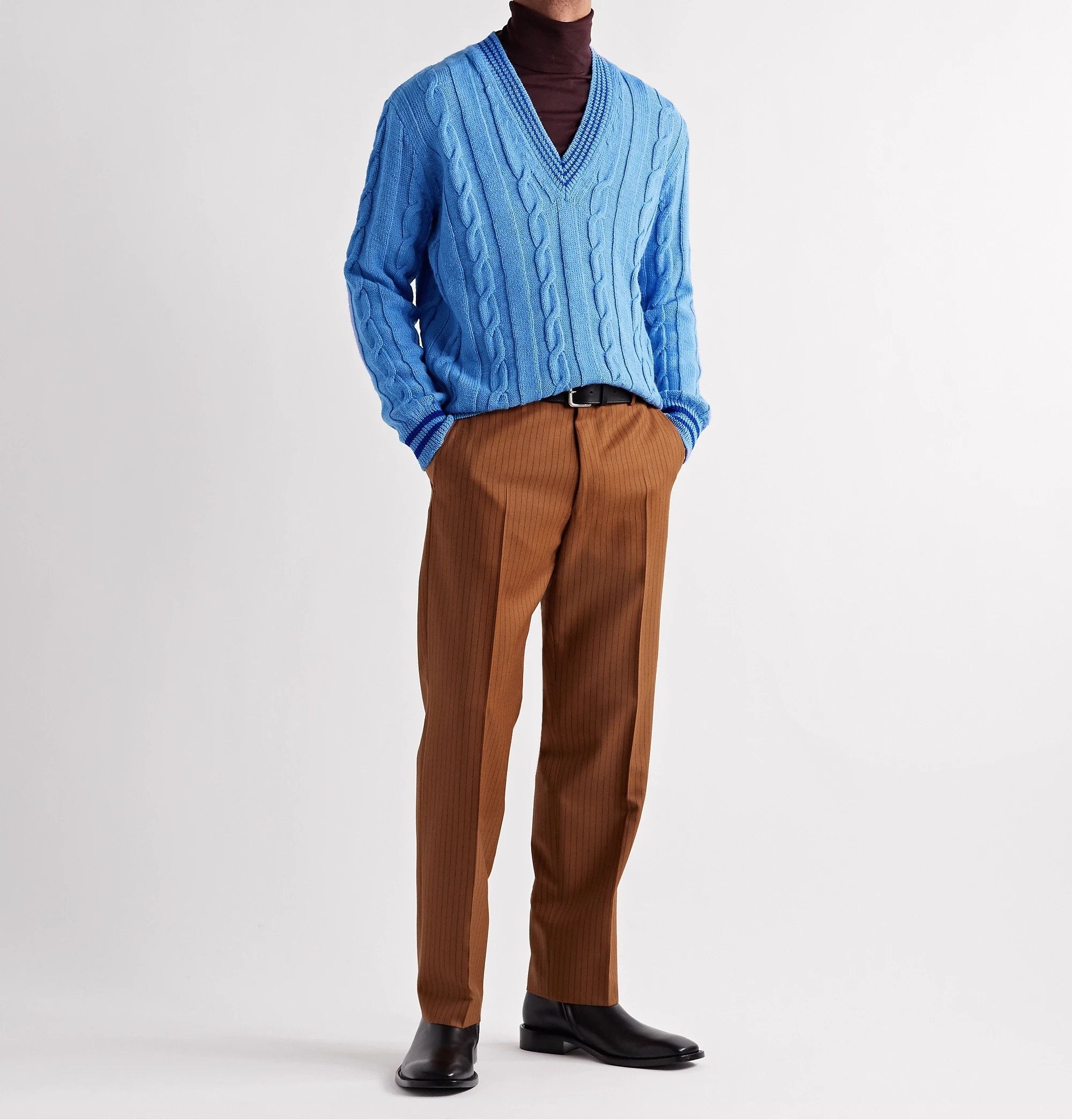 Dries Van Noten Dries Van Noten Pennel Trousers - Rust Pinstripe Wool Size US 30 / EU 46 - 2 Thumbnail