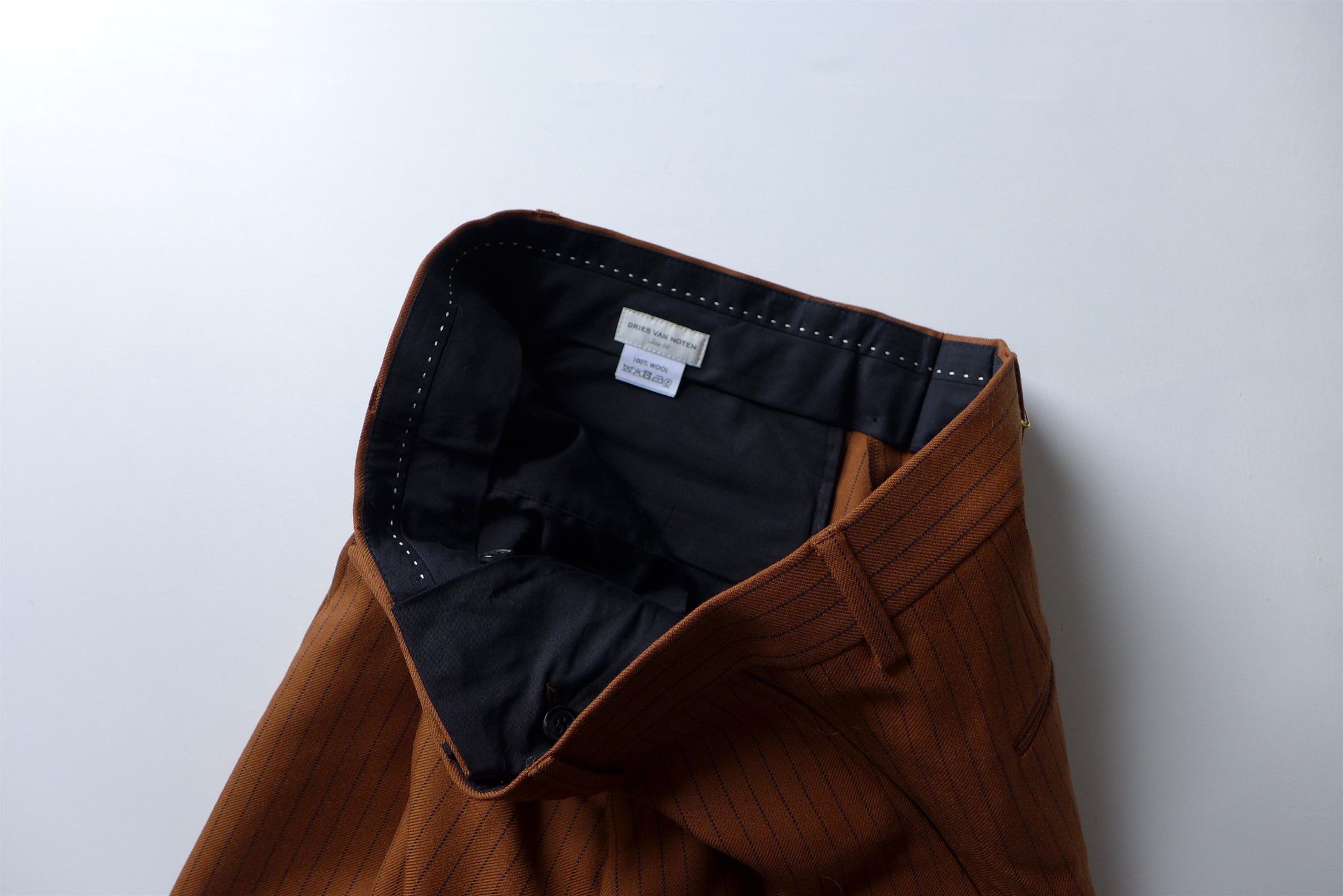 Dries Van Noten Dries Van Noten Pennel Trousers - Rust Pinstripe Wool Size US 30 / EU 46 - 9 Thumbnail