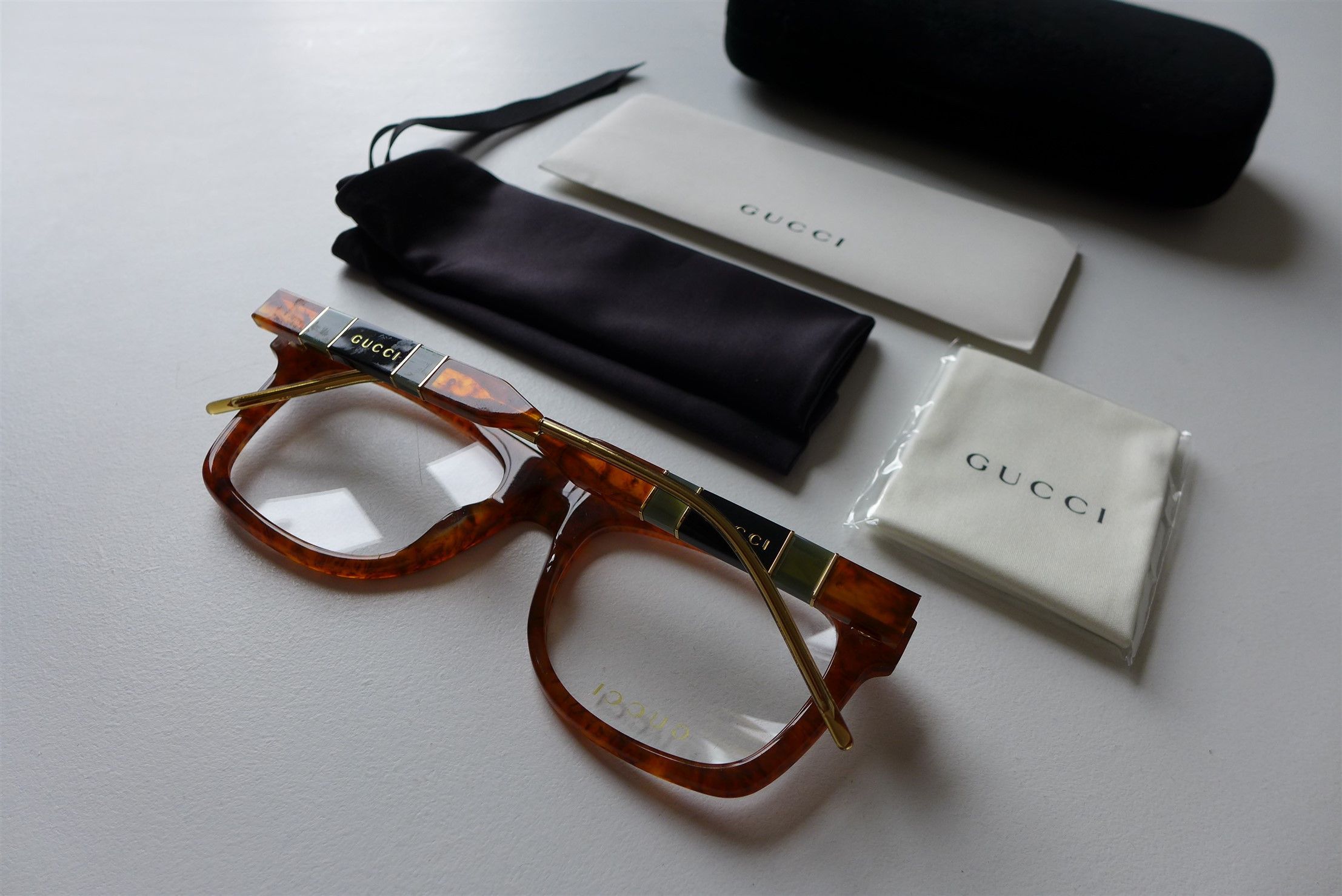 Gucci Gucci Square Frame Glasses - Havana Acetate Size ONE SIZE - 3 Thumbnail