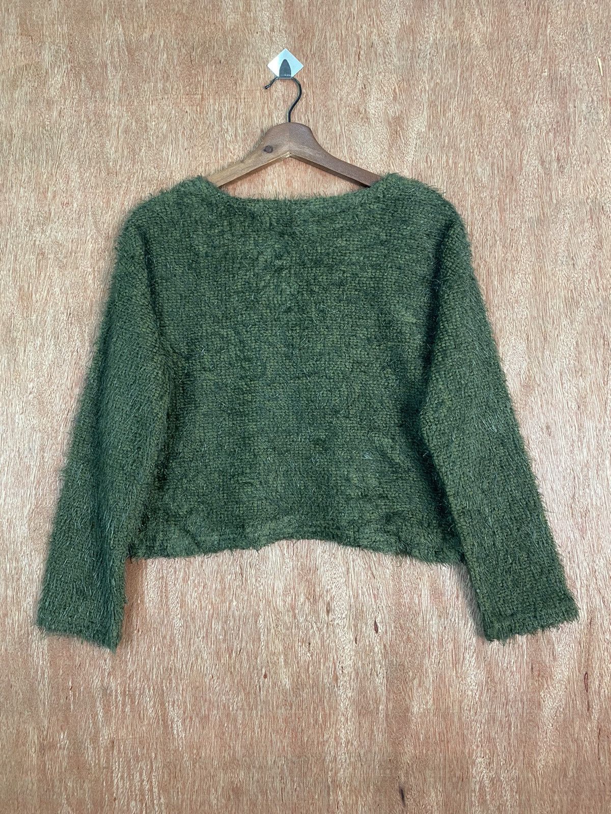 Homespun Knitwear DL Fun Dark Green Shag Shaggy Fur Mohair Knitwear #B642 Size US S / EU 44-46 / 1 - 6 Thumbnail