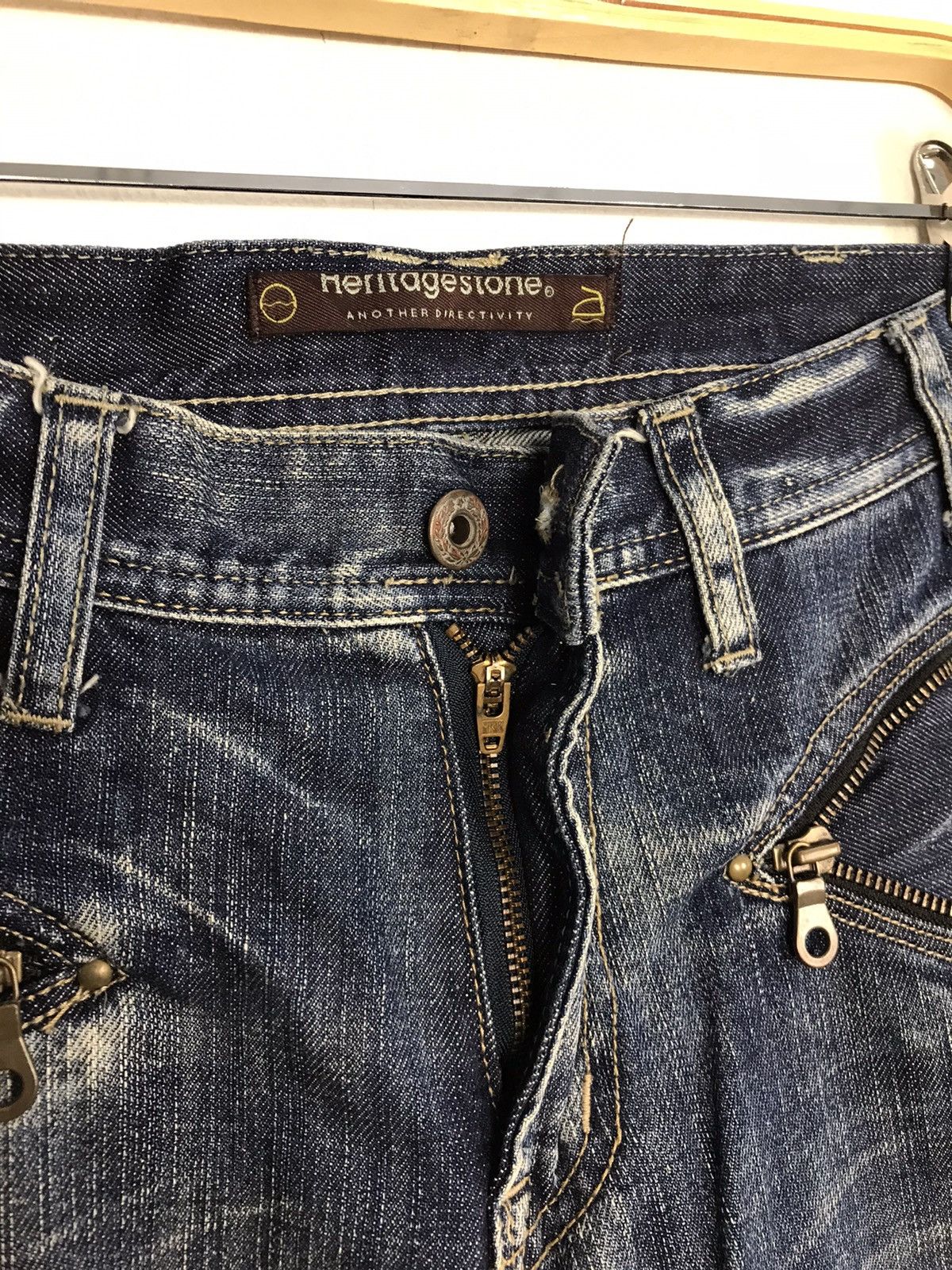 Japanese Brand Vintage Heritage Stone Design Patchwork Zipper Jeans Size US 32 / EU 48 - 9 Thumbnail