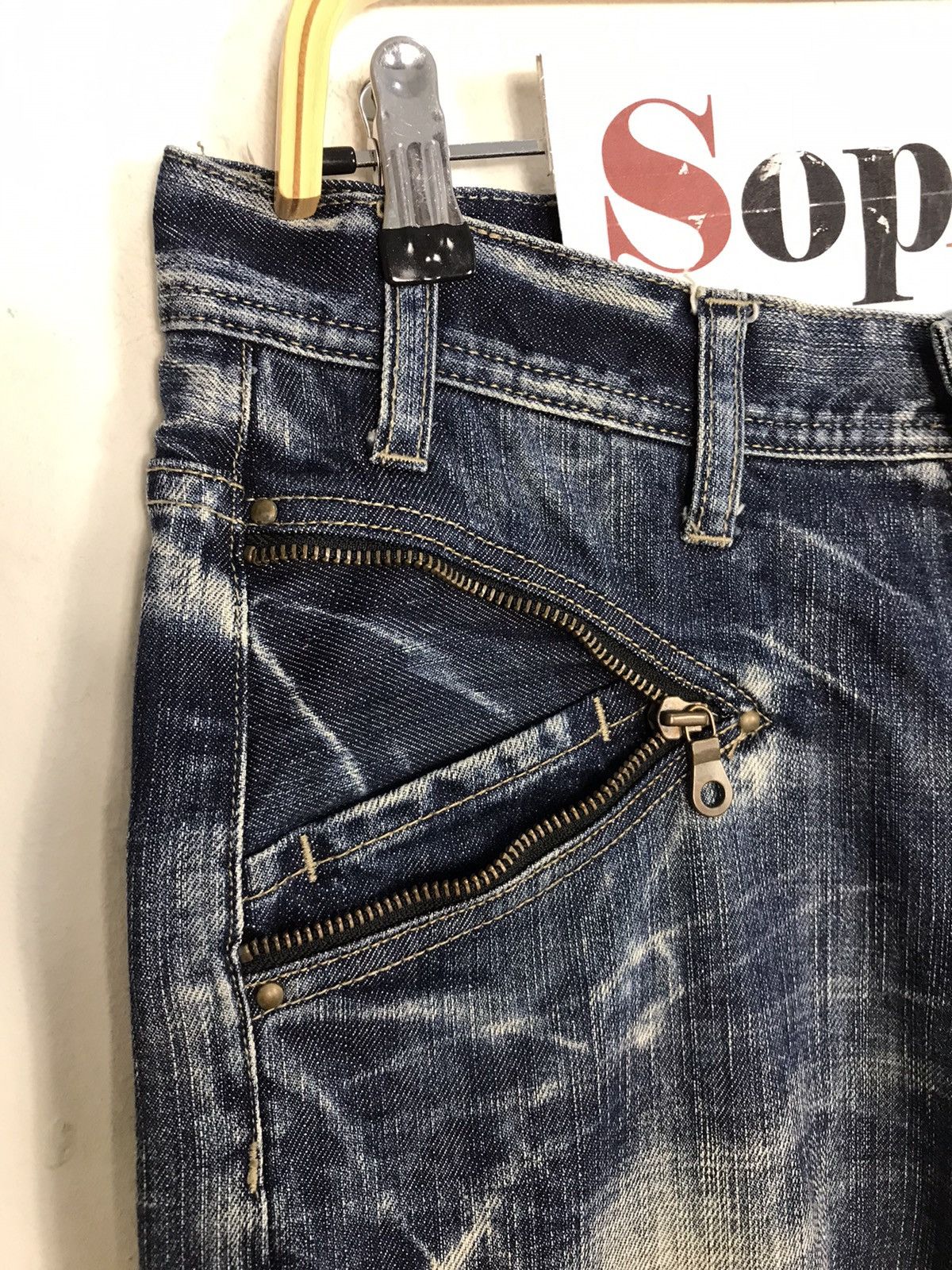 Japanese Brand Vintage Heritage Stone Design Patchwork Zipper Jeans Size US 32 / EU 48 - 7 Thumbnail
