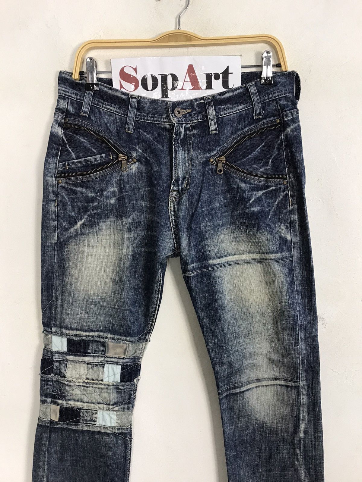 Japanese Brand Vintage Heritage Stone Design Patchwork Zipper Jeans Size US 32 / EU 48 - 3 Thumbnail