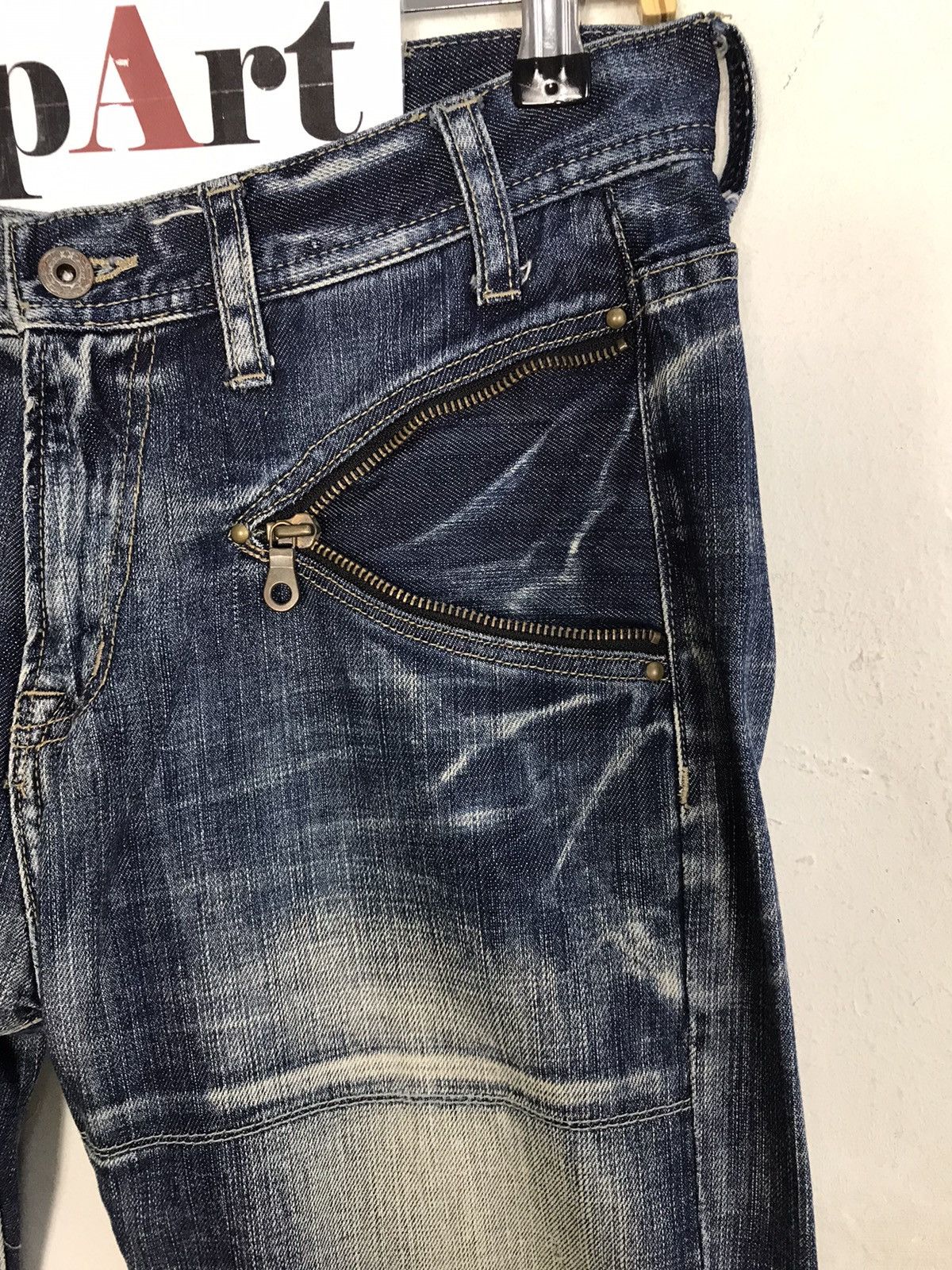 Japanese Brand Vintage Heritage Stone Design Patchwork Zipper Jeans Size US 32 / EU 48 - 5 Thumbnail