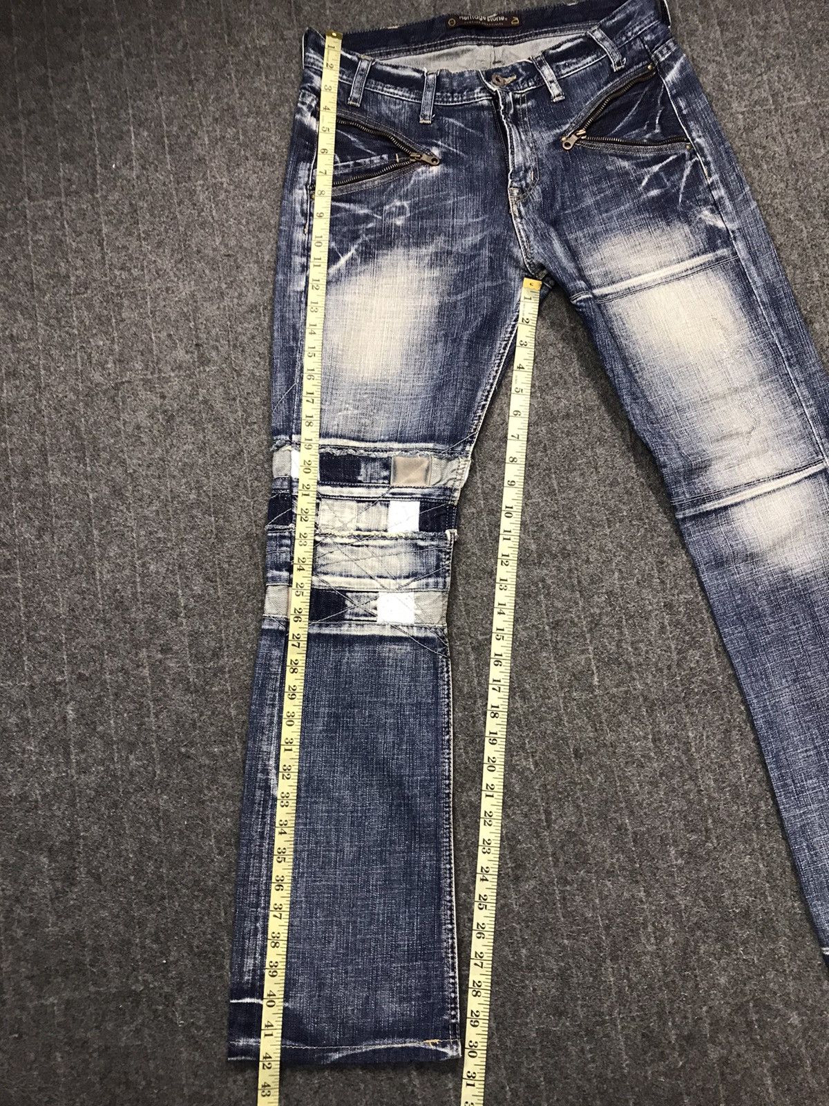 Japanese Brand Vintage Heritage Stone Design Patchwork Zipper Jeans Size US 32 / EU 48 - 18 Thumbnail