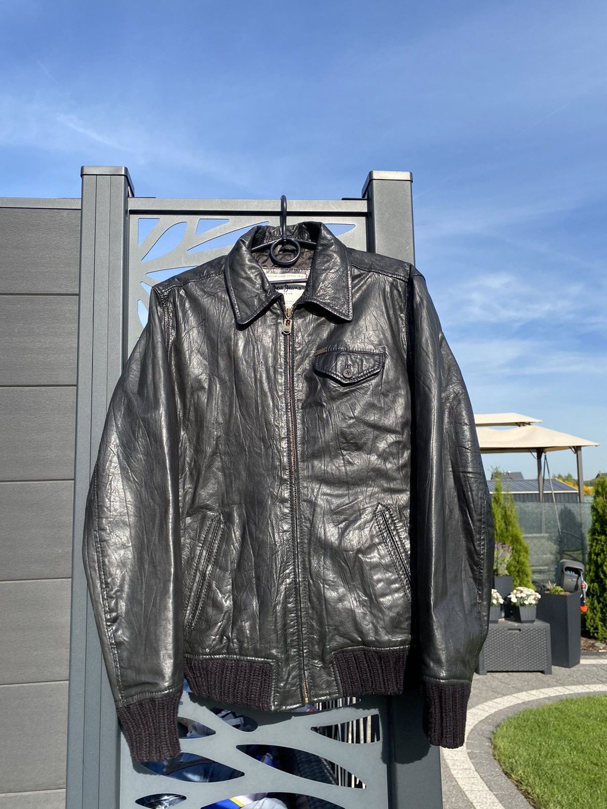 image of Cow Leather Jacket in Black, Men's (Size Small)