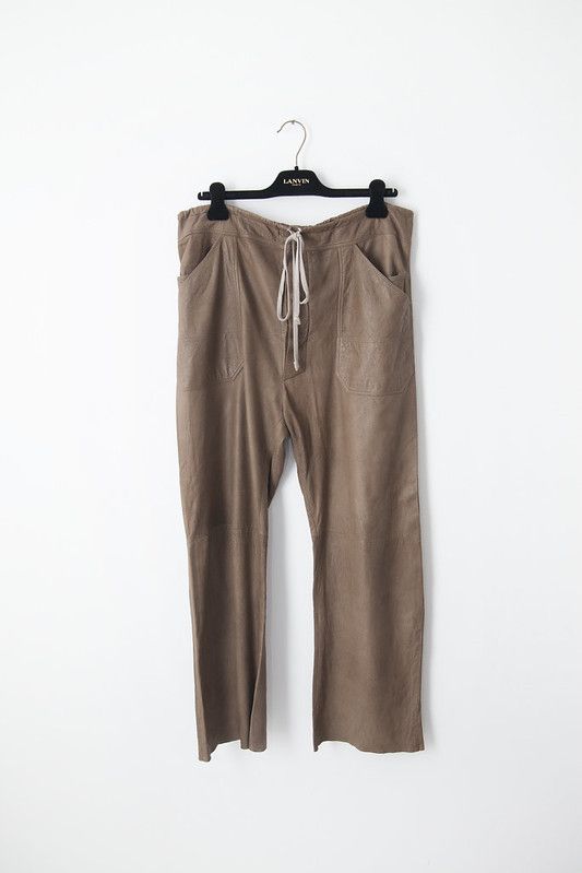 image of Rick Owens Aw02 Leather Baggy Sweatpants in Brown, Men's (Size 31)