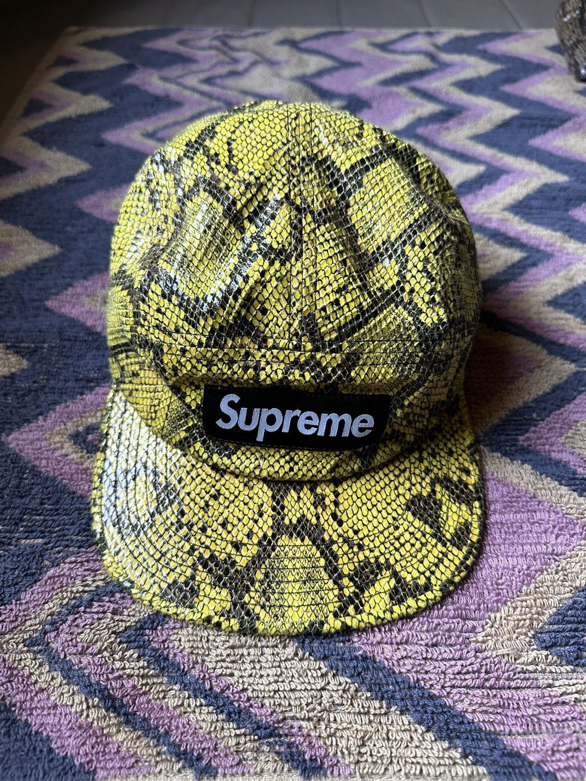Supreme Supreme Snake Skin 5-Panel Camp Cap Yellow | Grailed