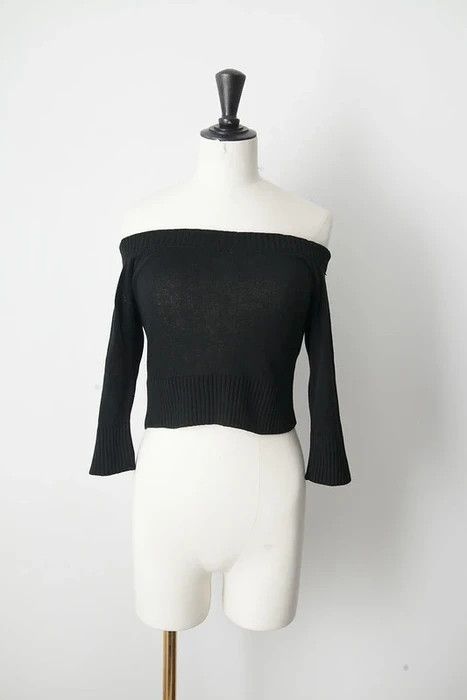 image of Alexander Mcqueen 1990's Silk Band Sweater in Black, Women's (Size XS)