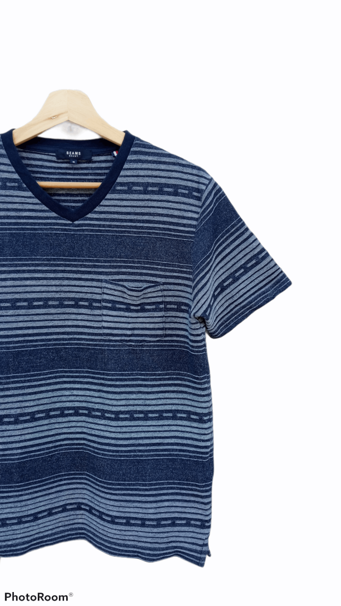Beams Plus × Japanese Brand × Vintage 🔥🔥Vtg Style Beams Heart V Neck Border Striped T-Shirt Size US S / EU 44-46 / 1 - 4 Thumbnail