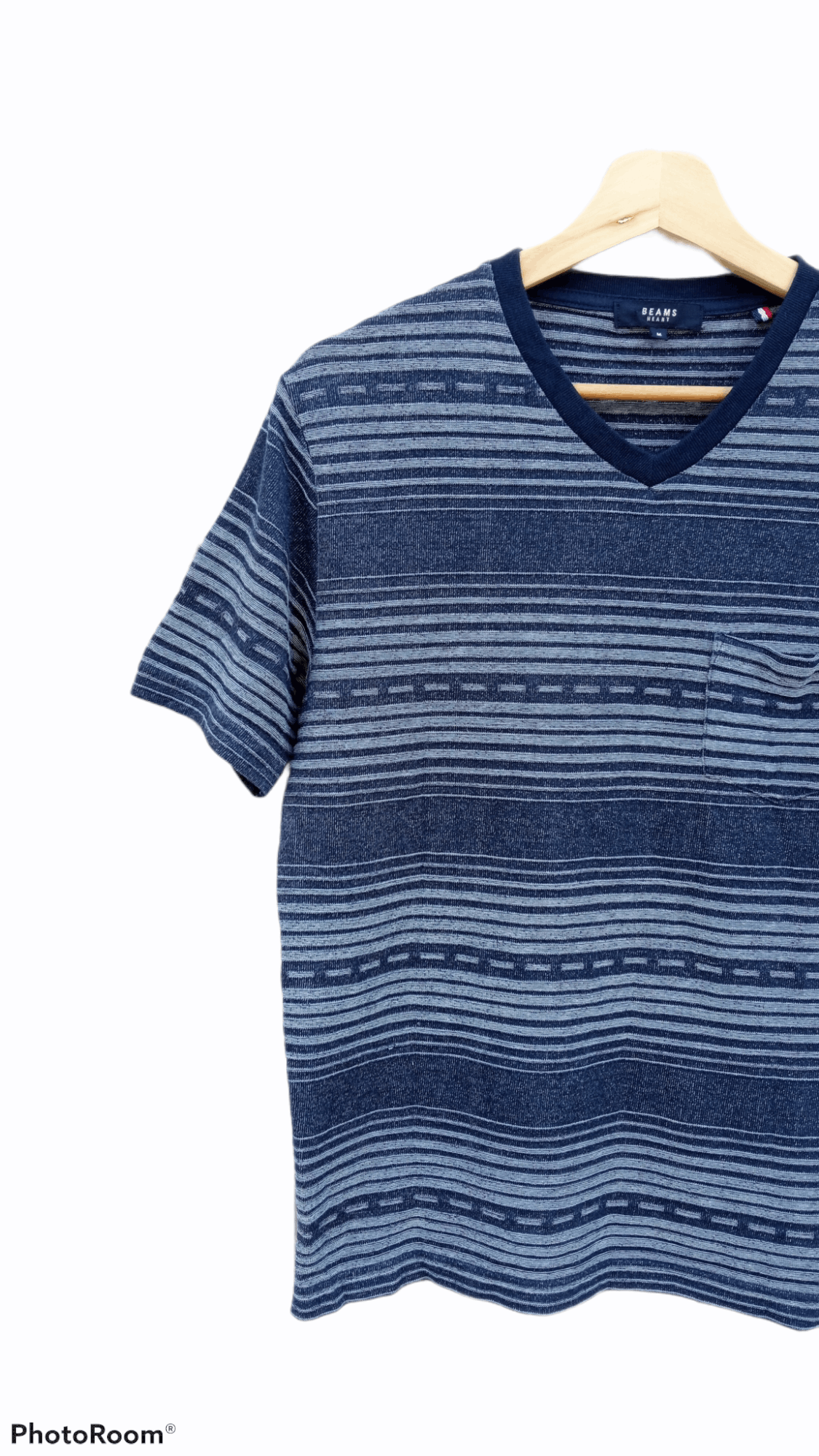 Beams Plus × Japanese Brand × Vintage 🔥🔥Vtg Style Beams Heart V Neck Border Striped T-Shirt Size US S / EU 44-46 / 1 - 5 Thumbnail