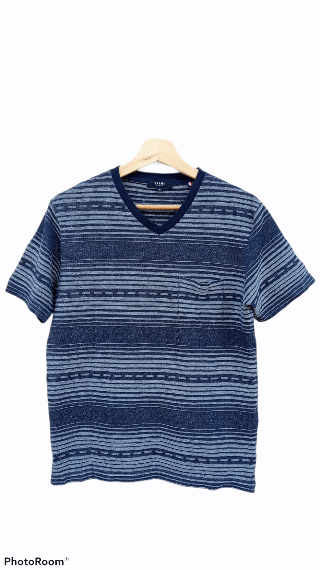 Beams Plus × Japanese Brand × Vintage 🔥🔥Vtg Style Beams Heart V Neck Border Striped T-Shirt Size US S / EU 44-46 / 1 - 1 Thumbnail