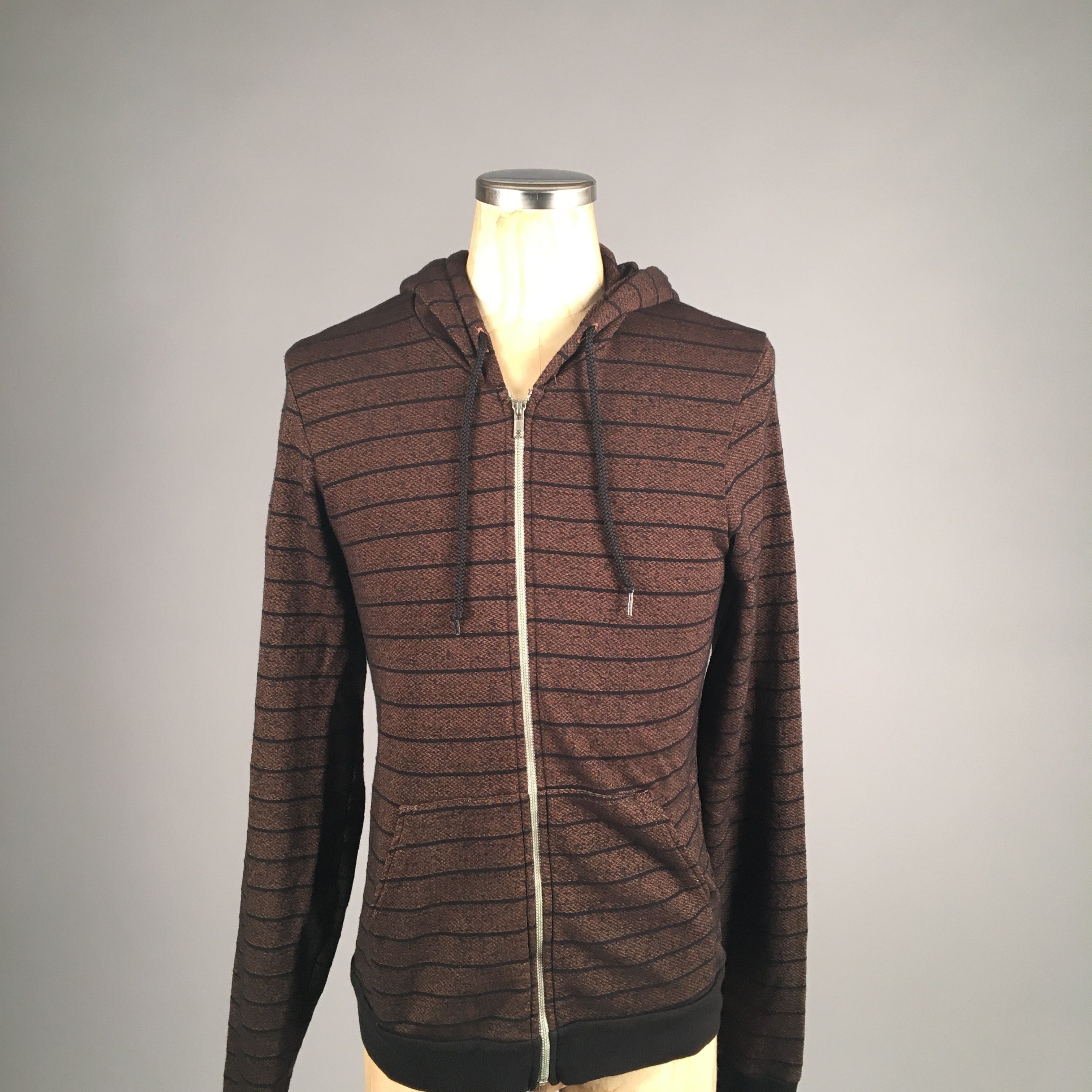 American Apparel BROWN STRIPED ZIP-UP HOODIE Size US M / EU 48-50 / 2 - 2 Preview