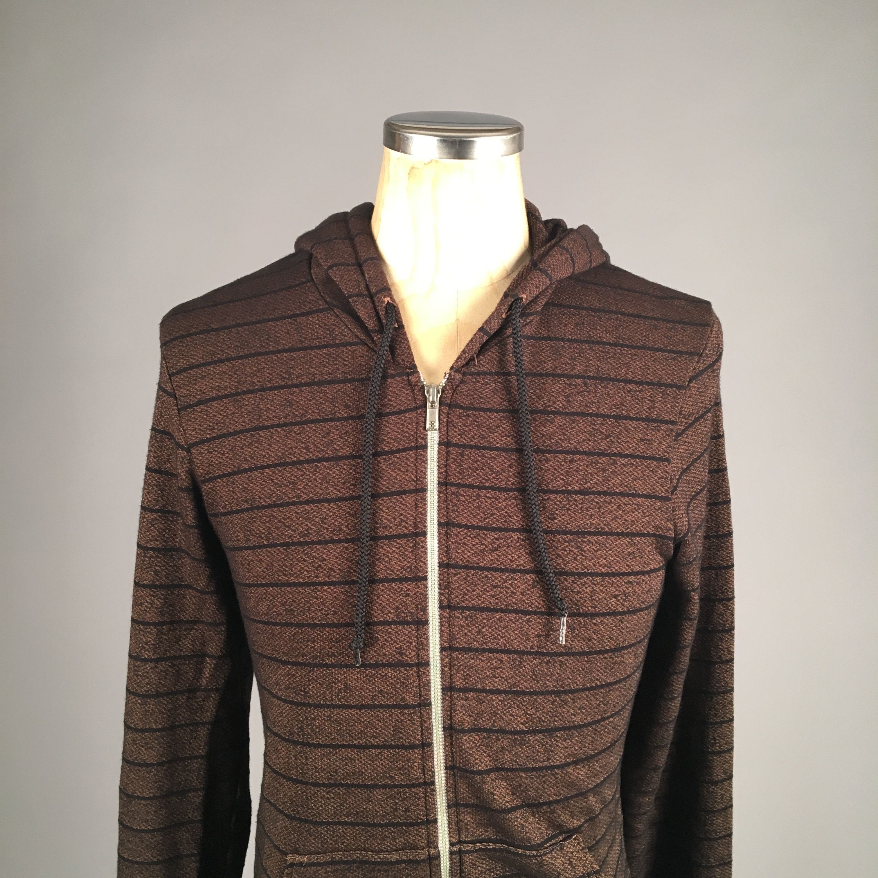 American Apparel BROWN STRIPED ZIP-UP HOODIE Size US M / EU 48-50 / 2 - 1 Preview