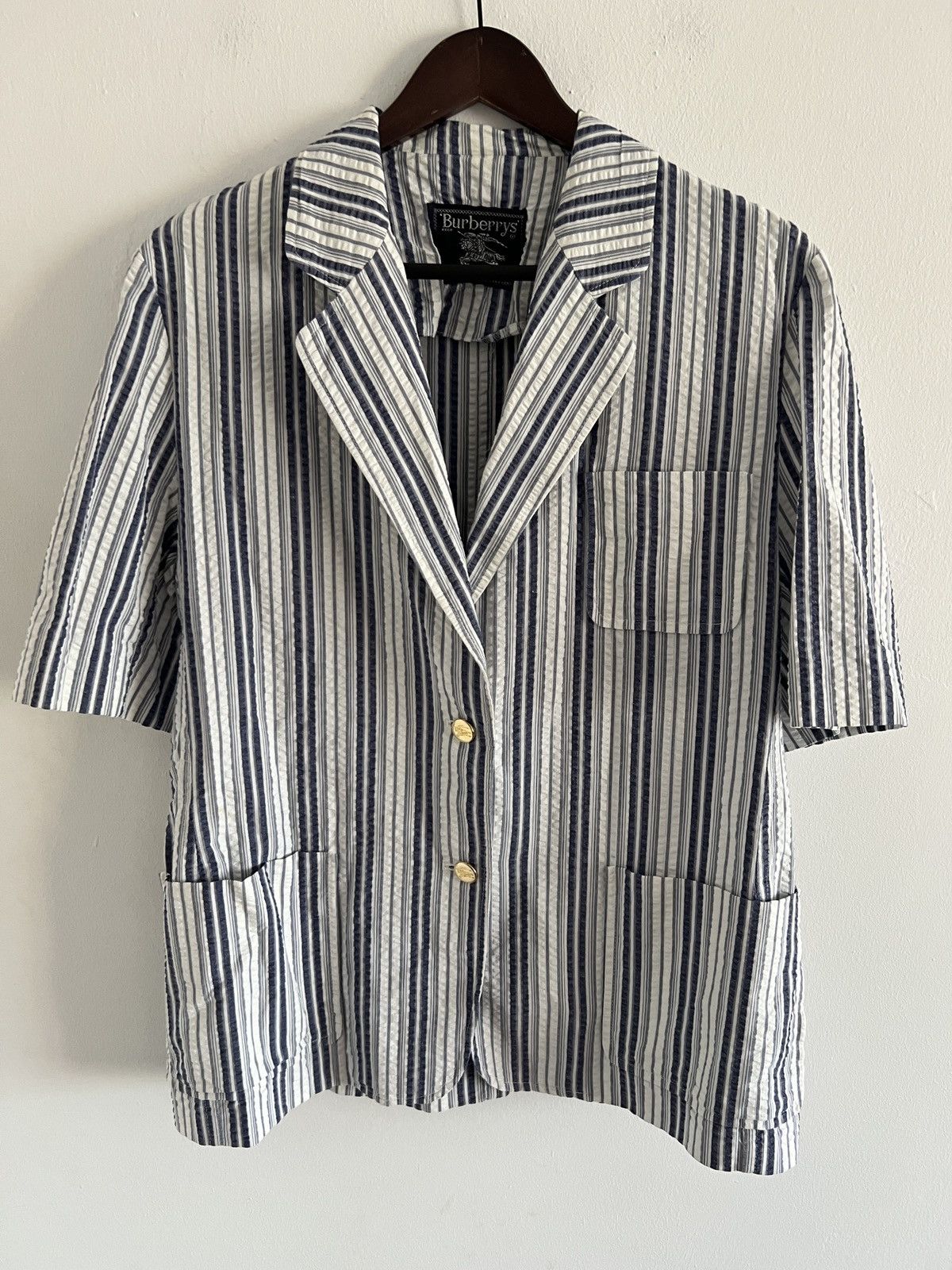 Burberry 🌸Vintage Burberry White Striped Blazer Size M / US 6-8 / IT 42-44 - 1 Thumbnail