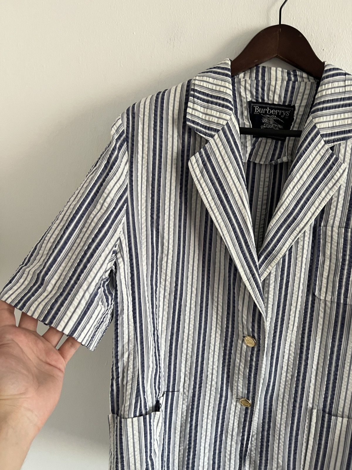 Burberry 🌸Vintage Burberry White Striped Blazer Size M / US 6-8 / IT 42-44 - 5 Thumbnail