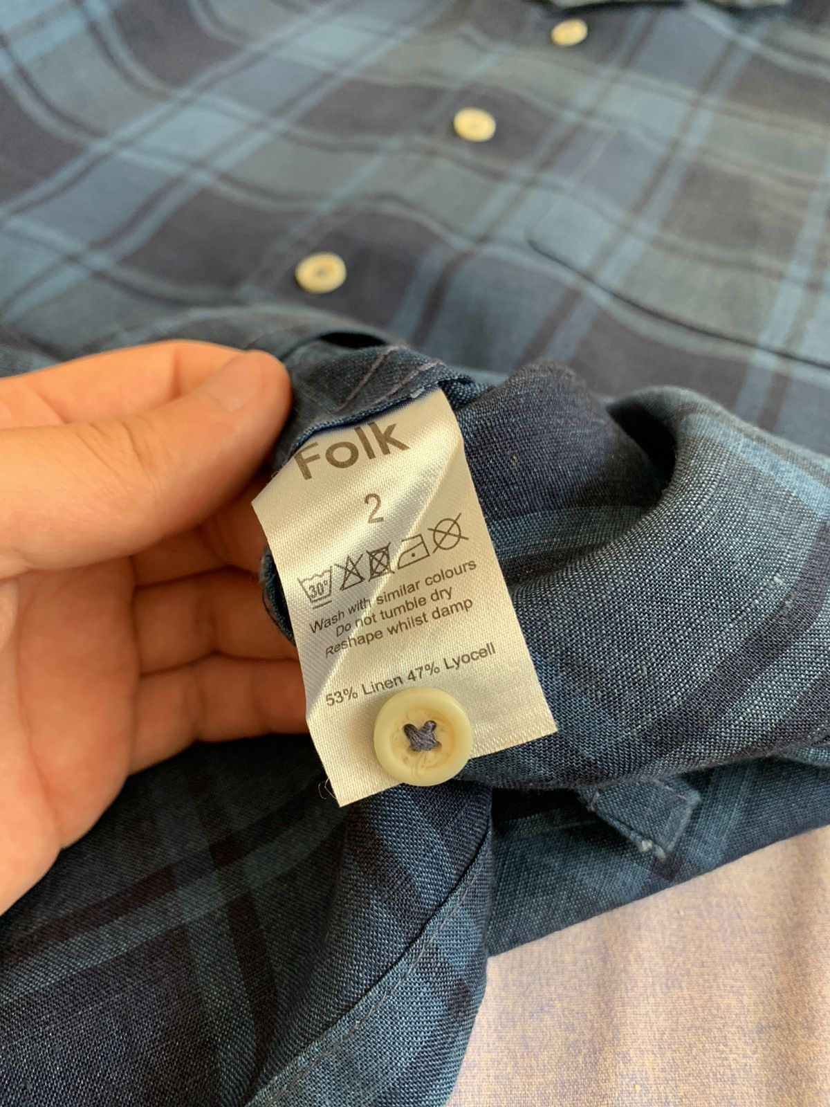 Folk Folk Indigo Check Revere Collar Shirt Size US S / EU 44-46 / 1 - 6 Thumbnail