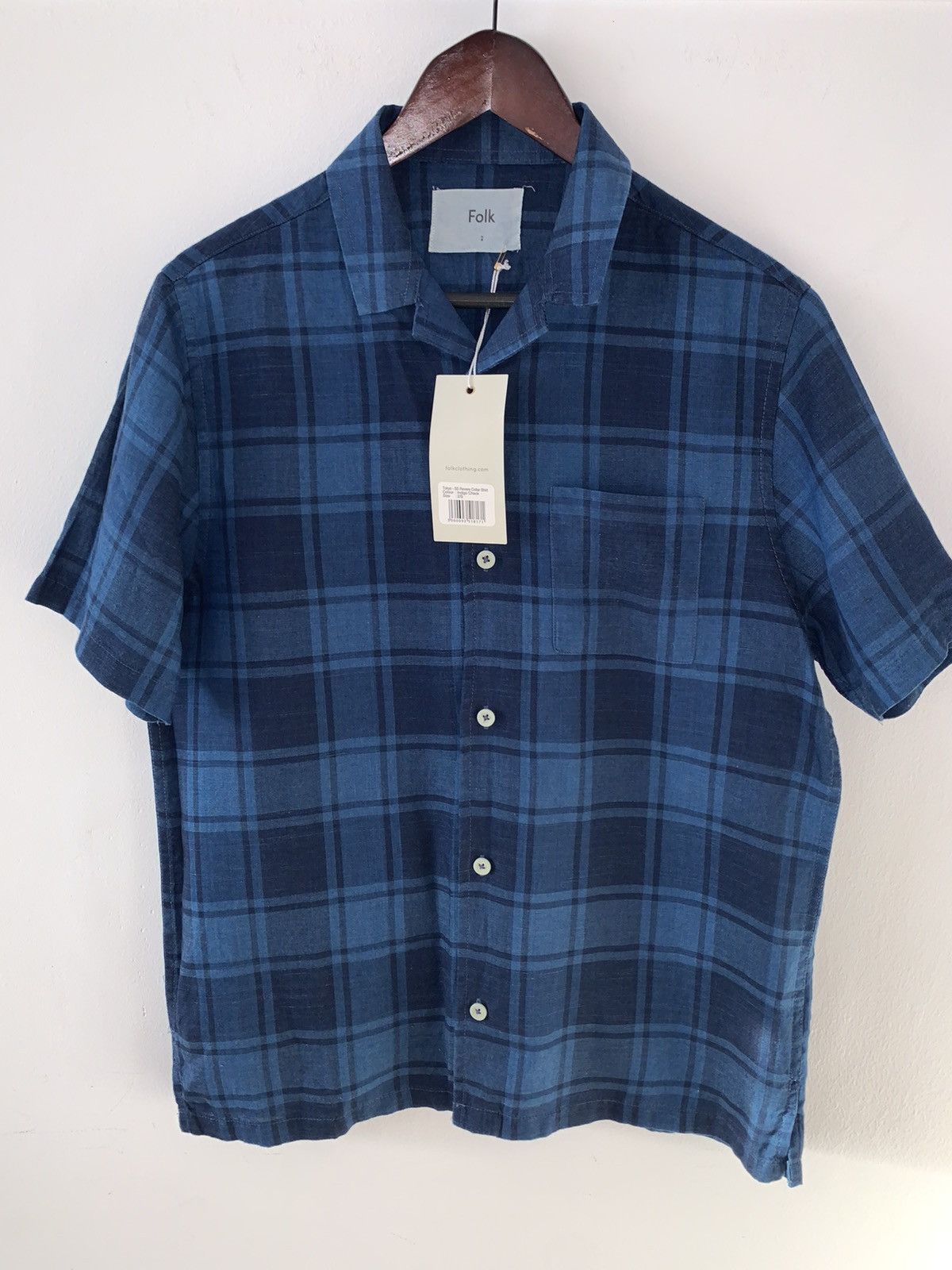 Folk Folk Indigo Check Revere Collar Shirt Size US S / EU 44-46 / 1 - 1 Thumbnail