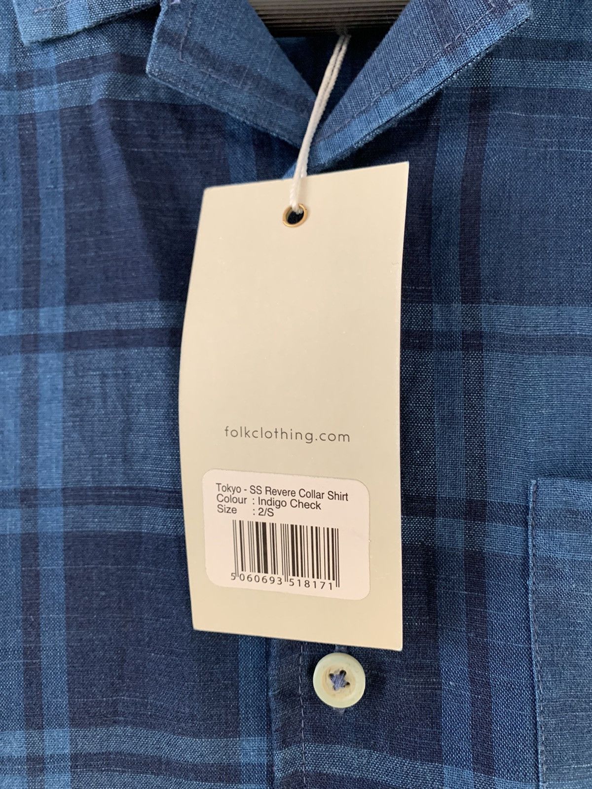 Folk Folk Indigo Check Revere Collar Shirt Size US S / EU 44-46 / 1 - 5 Thumbnail