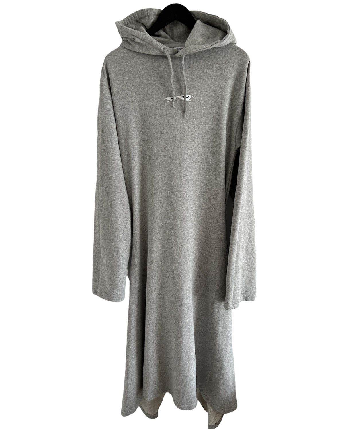 image of Vetements Cotton Eyes Print Oversized Hoodie Dress in Grey, Women's (Size Small)