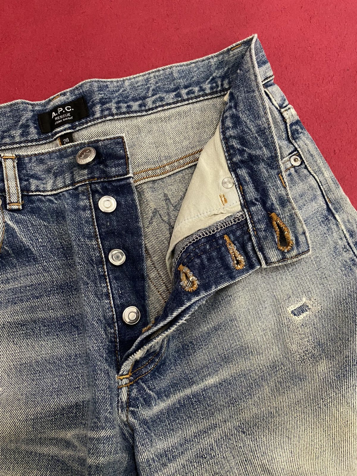 A.P.C. 🔥Vintage A.P.C Straight Cut Distress Denime Style Size US 31 - 10 Thumbnail